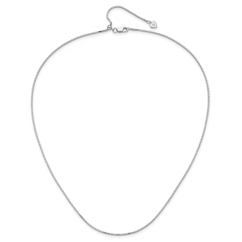 Sterling Silver RH-plated Adjustable 1.15mm Box Chain