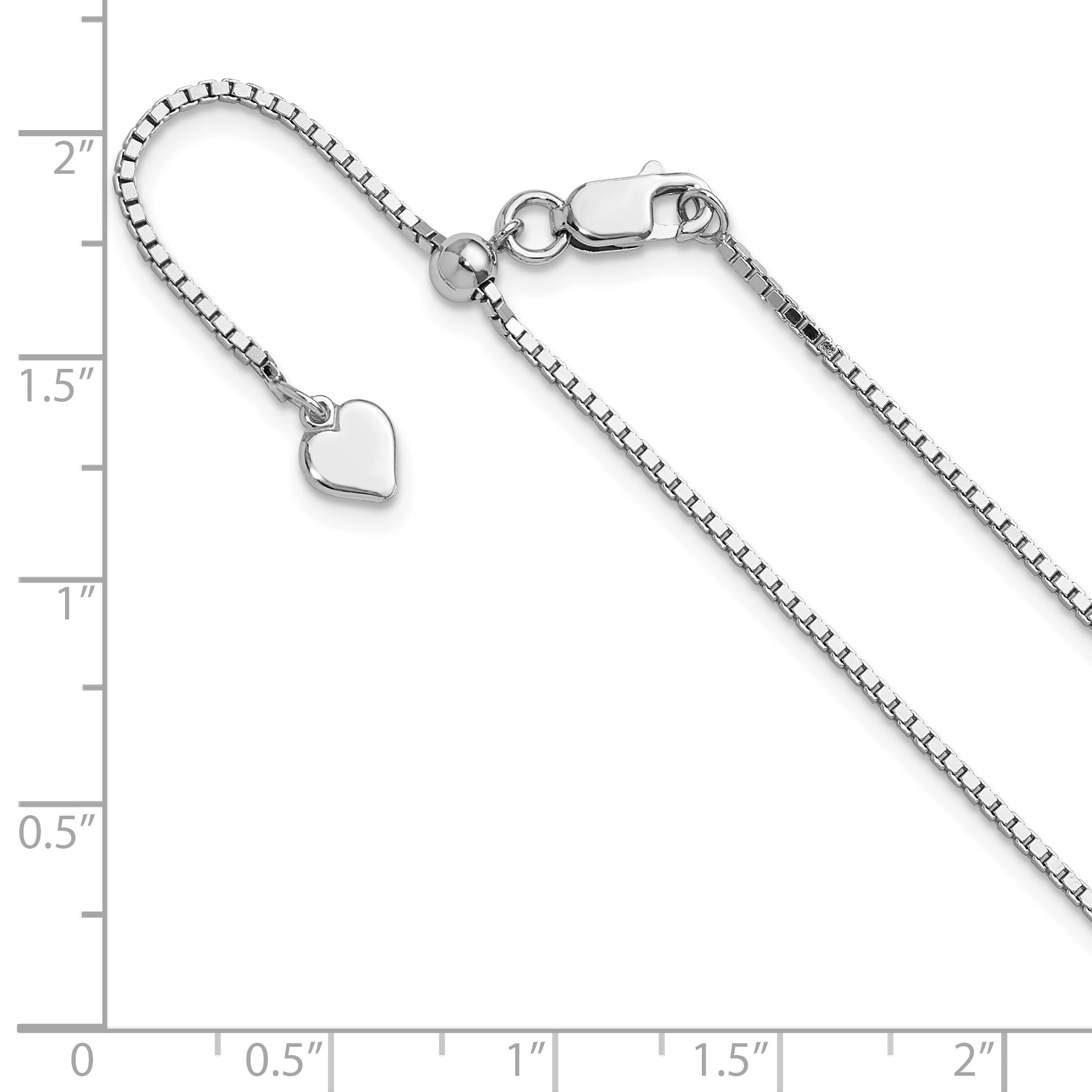 Sterling Silver RH-plated Adjustable 1.15mm Box Chain