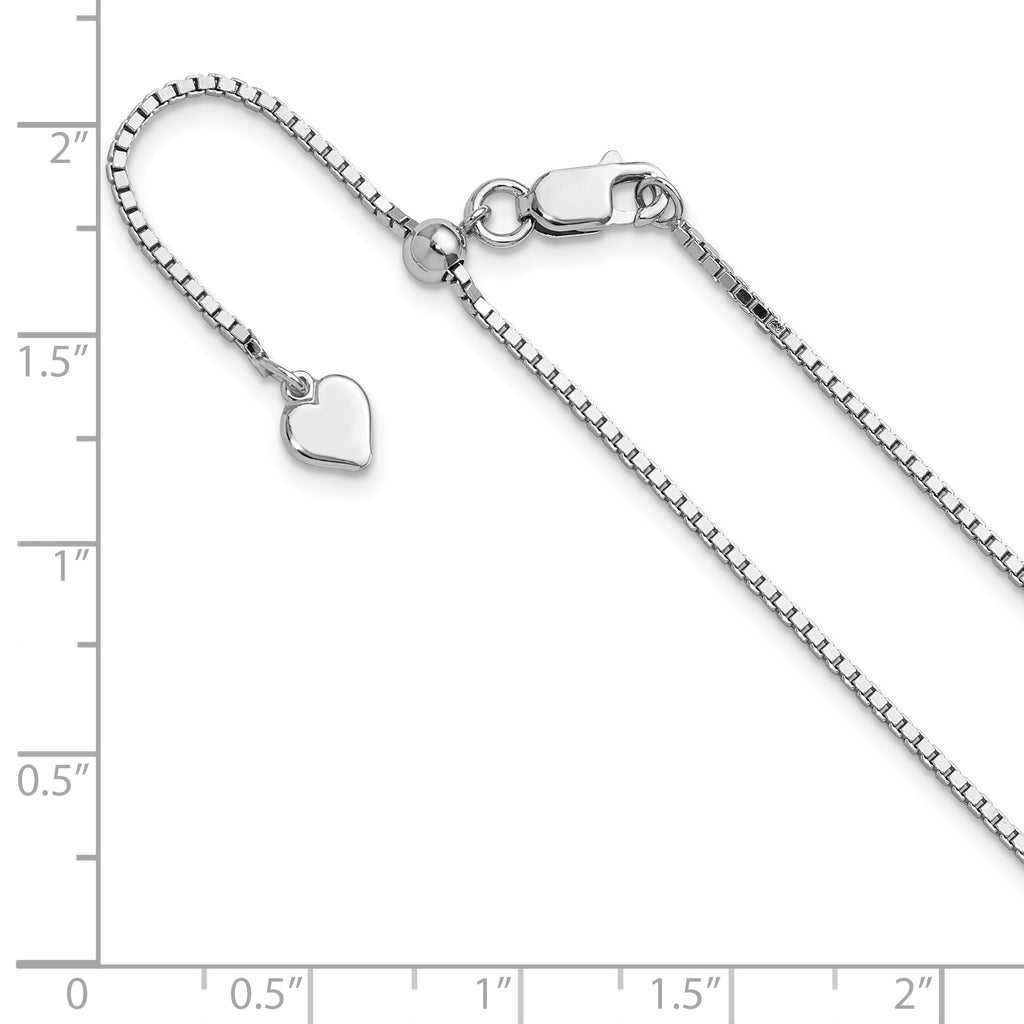 Sterling Silver RH-plated Adjustable 1.15mm Box Chain