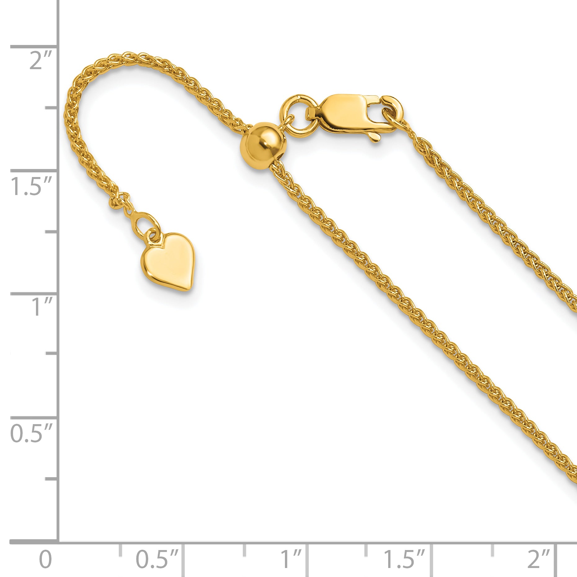 Sterling Silver Gold-plated Adjustable 1.5mm Spiga Chain