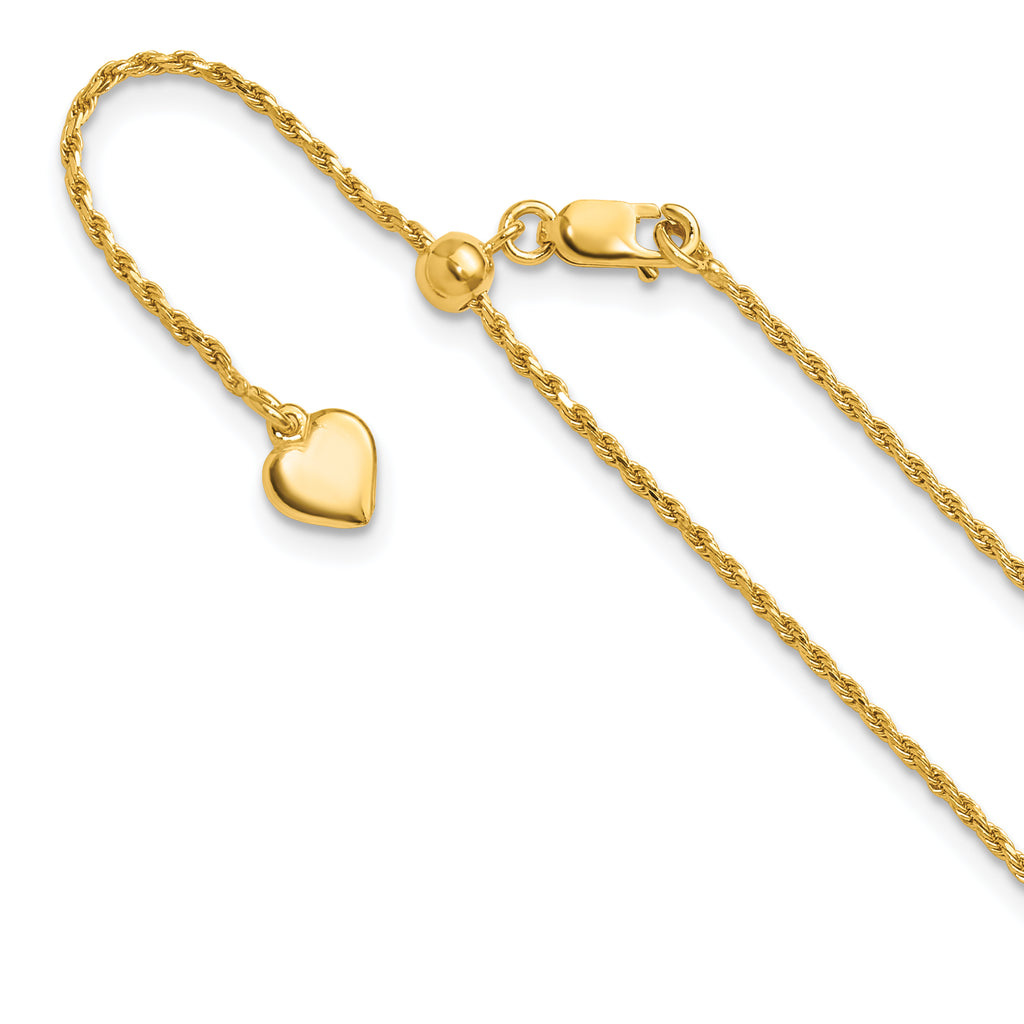 Sterling Silver Gold-plated Adjustable 1.2mm D/C Rope Chain