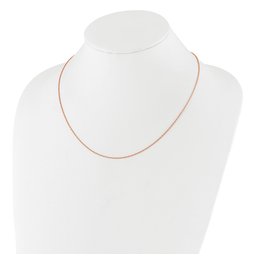 Sterling Silver Rose Gold-plated Adjustable 1.2mm D/C Rope Chain