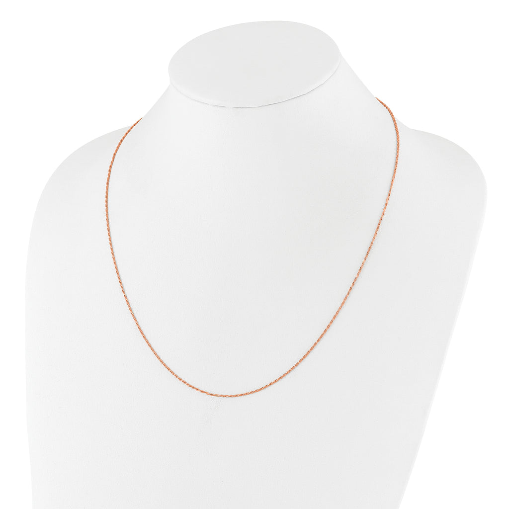 Sterling Silver Rose Gold-plated Adjustable 1.2mm D/C Rope Chain