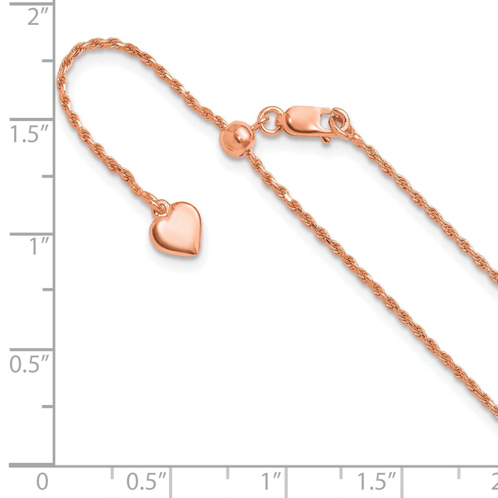 Sterling Silver Rose Gold-plated Adjustable 1.2mm D/C Rope Chain