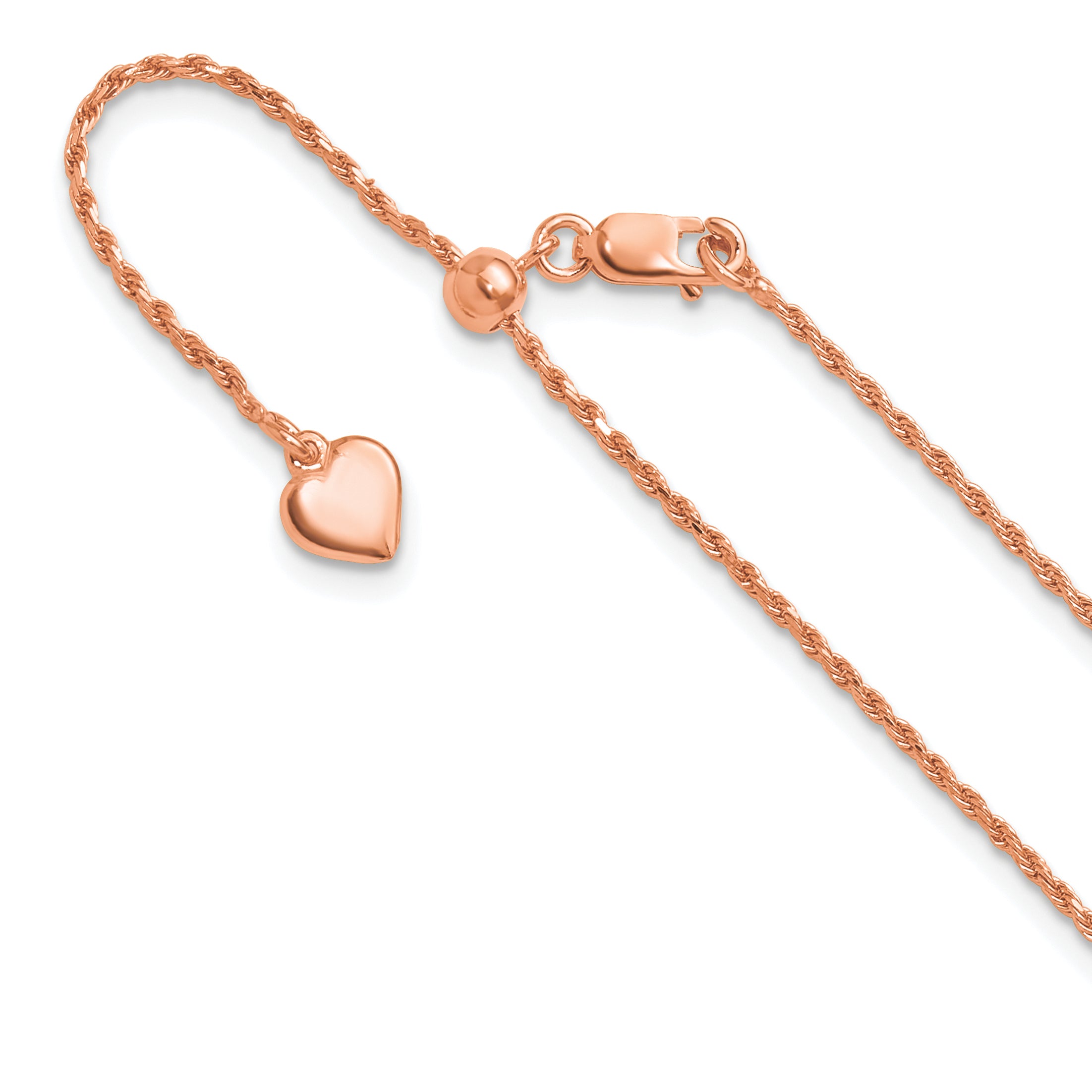 Sterling Silver Rose Gold-plated Adjustable 1.2mm D/C Rope Chain Main image