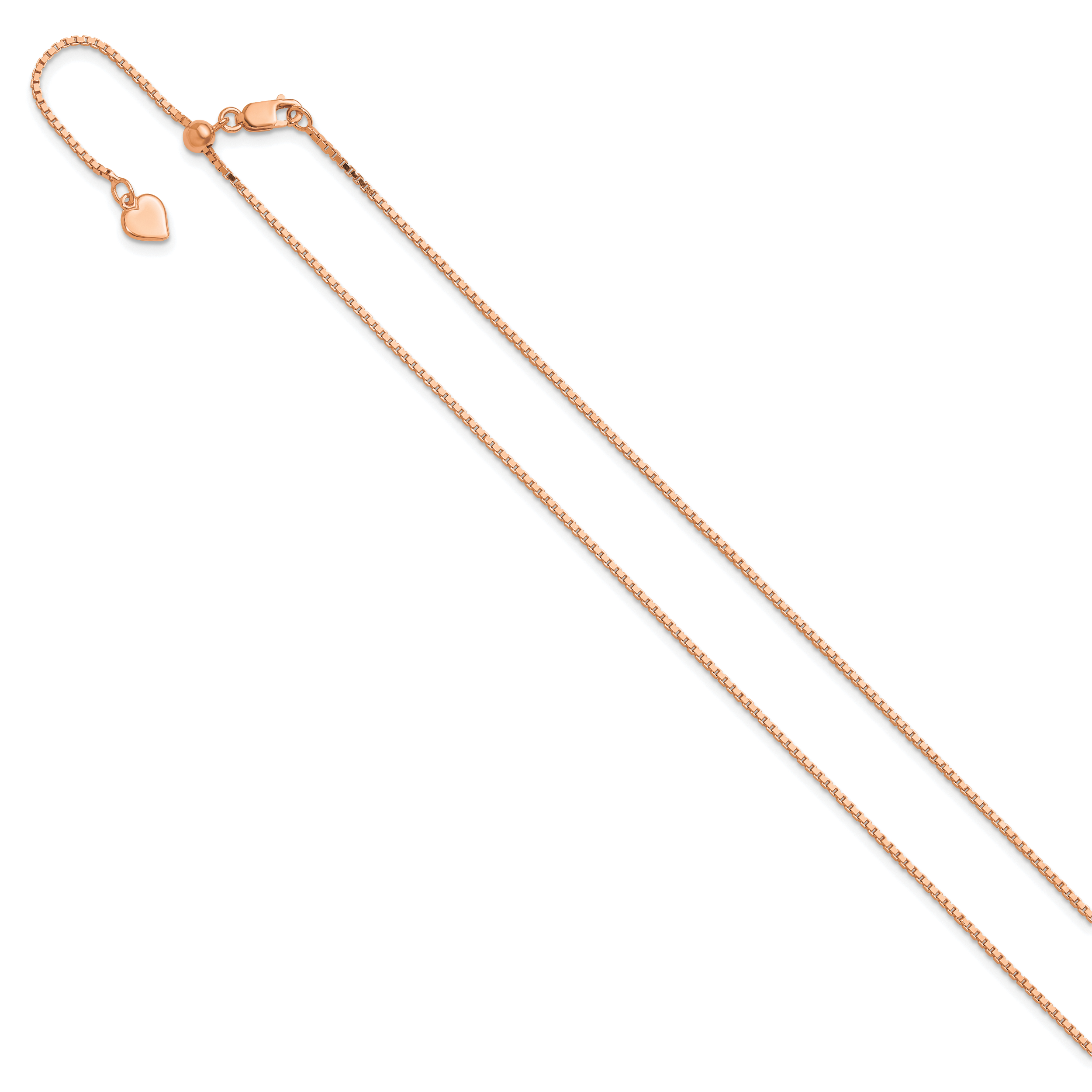 Sterling Silver Rose Gold-plated Adjustable 1.1mm Box Chain Secondary image