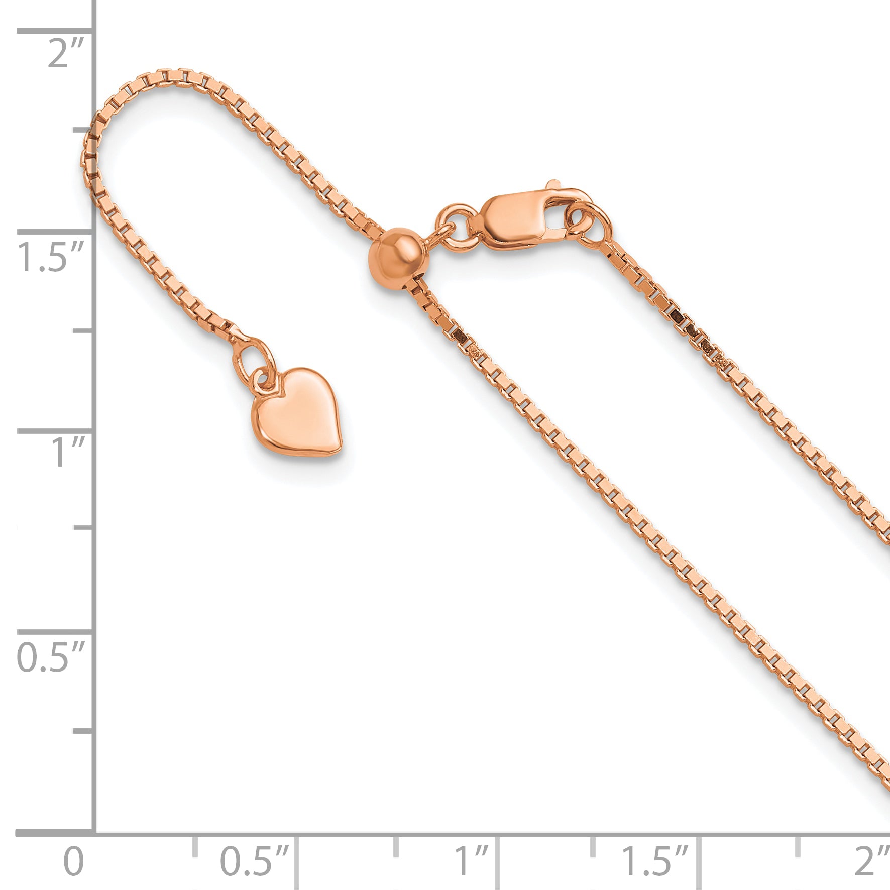Sterling Silver Rose Gold-plated Adjustable 1.1mm Box Chain