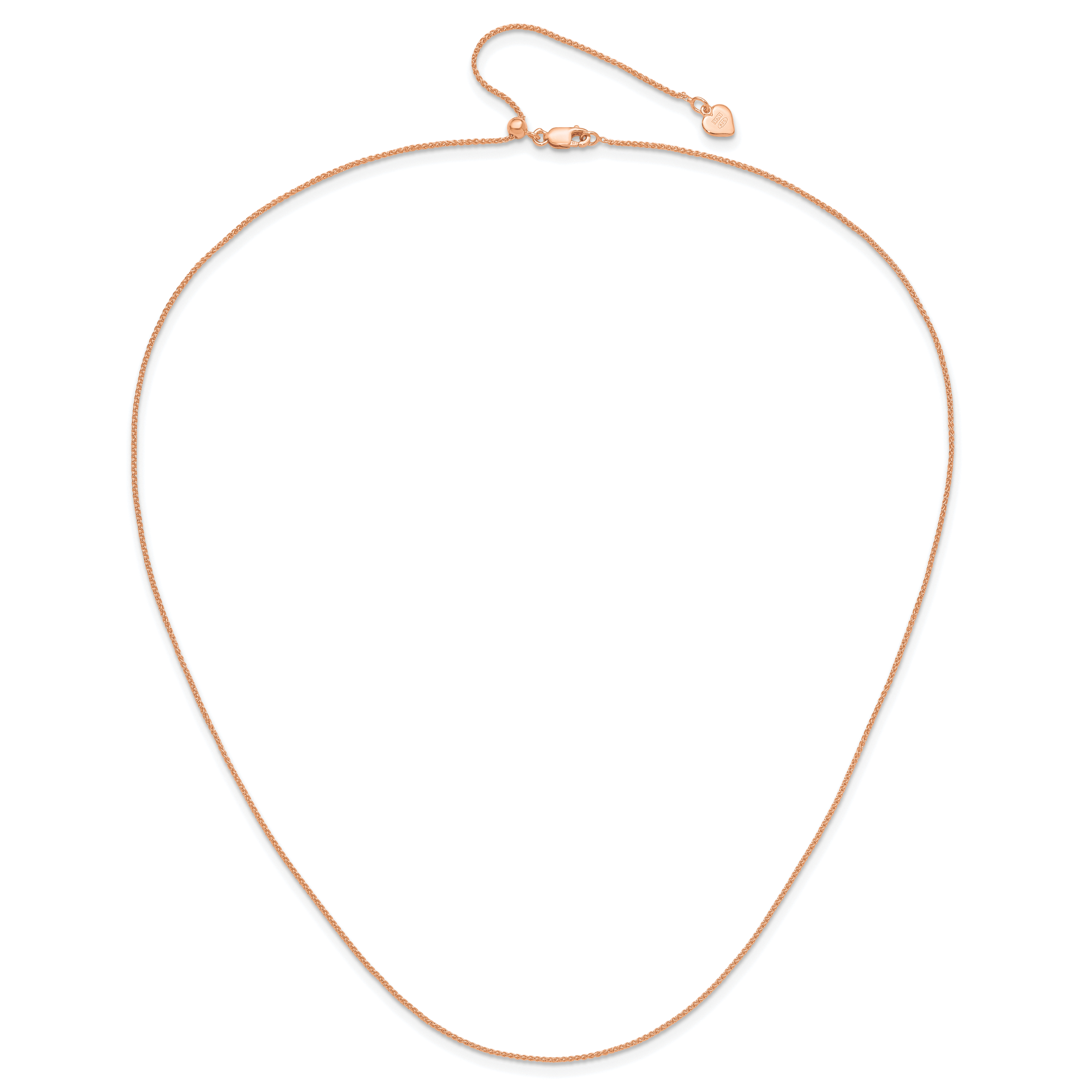 Sterling Silver Rose Gold-plated Adjustable 1mm Spiga Chain