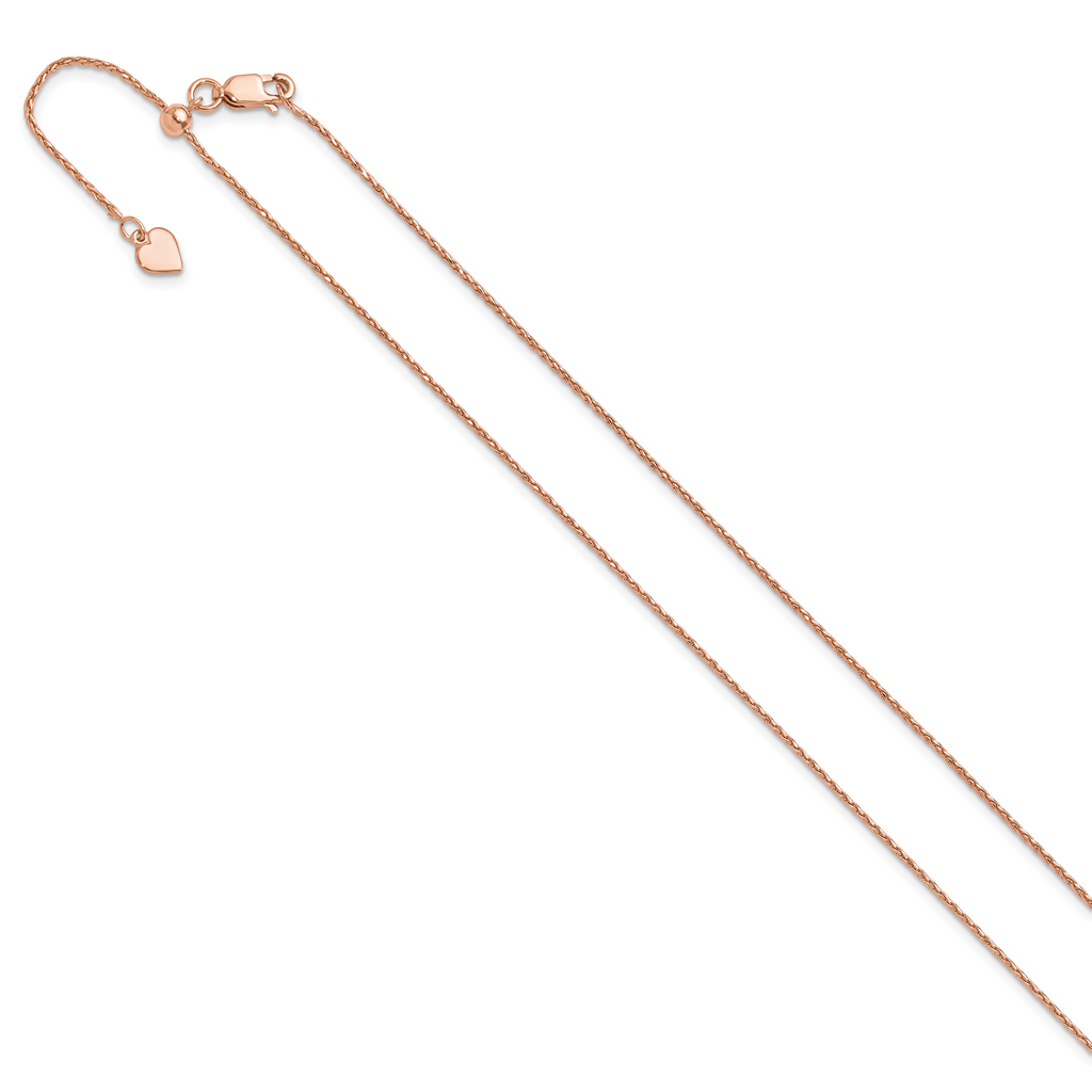 Sterling Silver Rose Gold-plated Adjustable 1.1mm D/C Spiga Chain