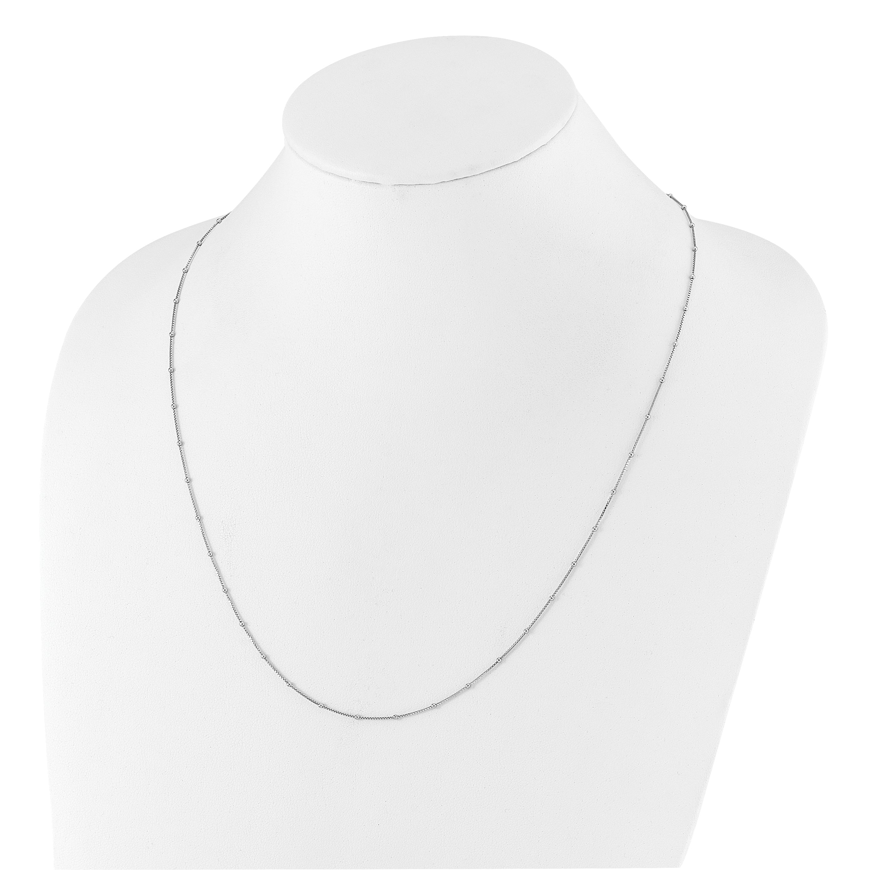 Sterling Silver RH-plt Adjustable 1.5mm Beaded D/C Box Chain