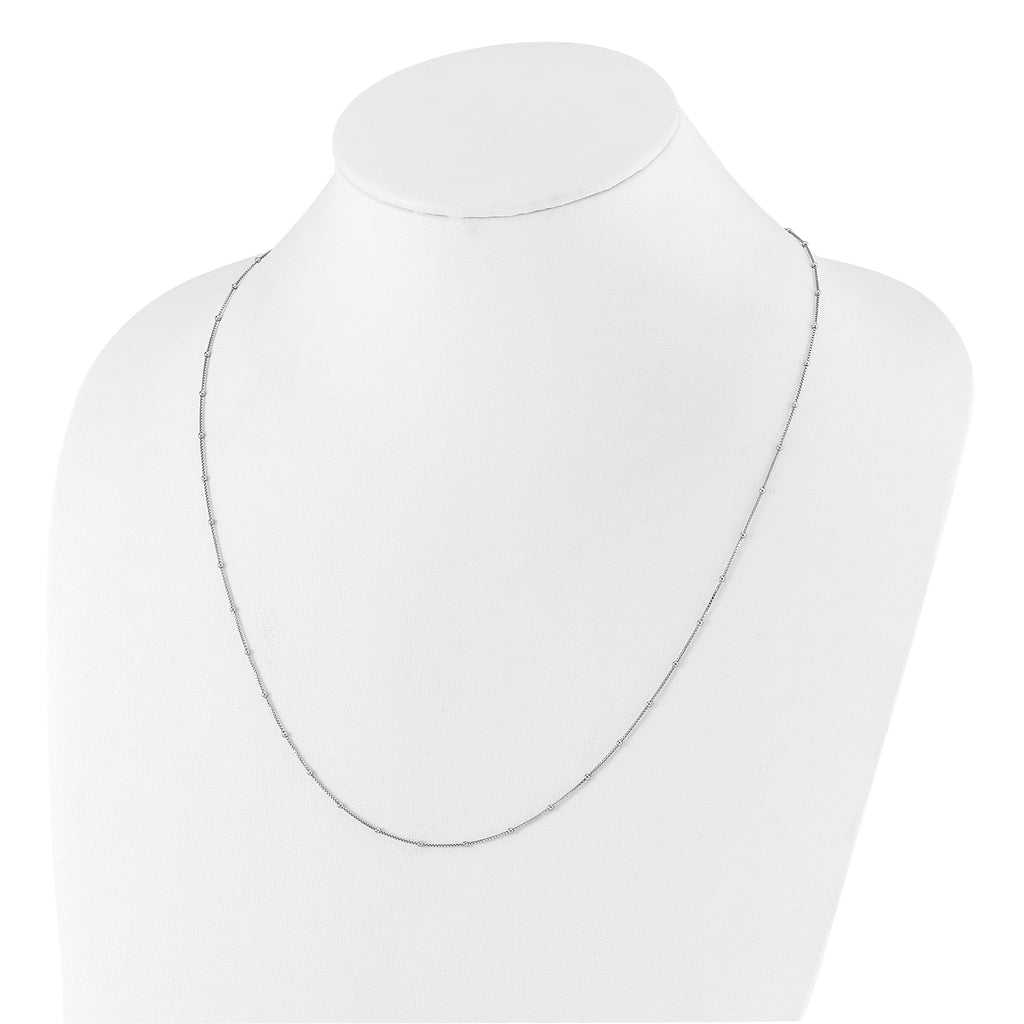 Sterling Silver RH-plt Adjustable 1.5mm Beaded D/C Box Chain