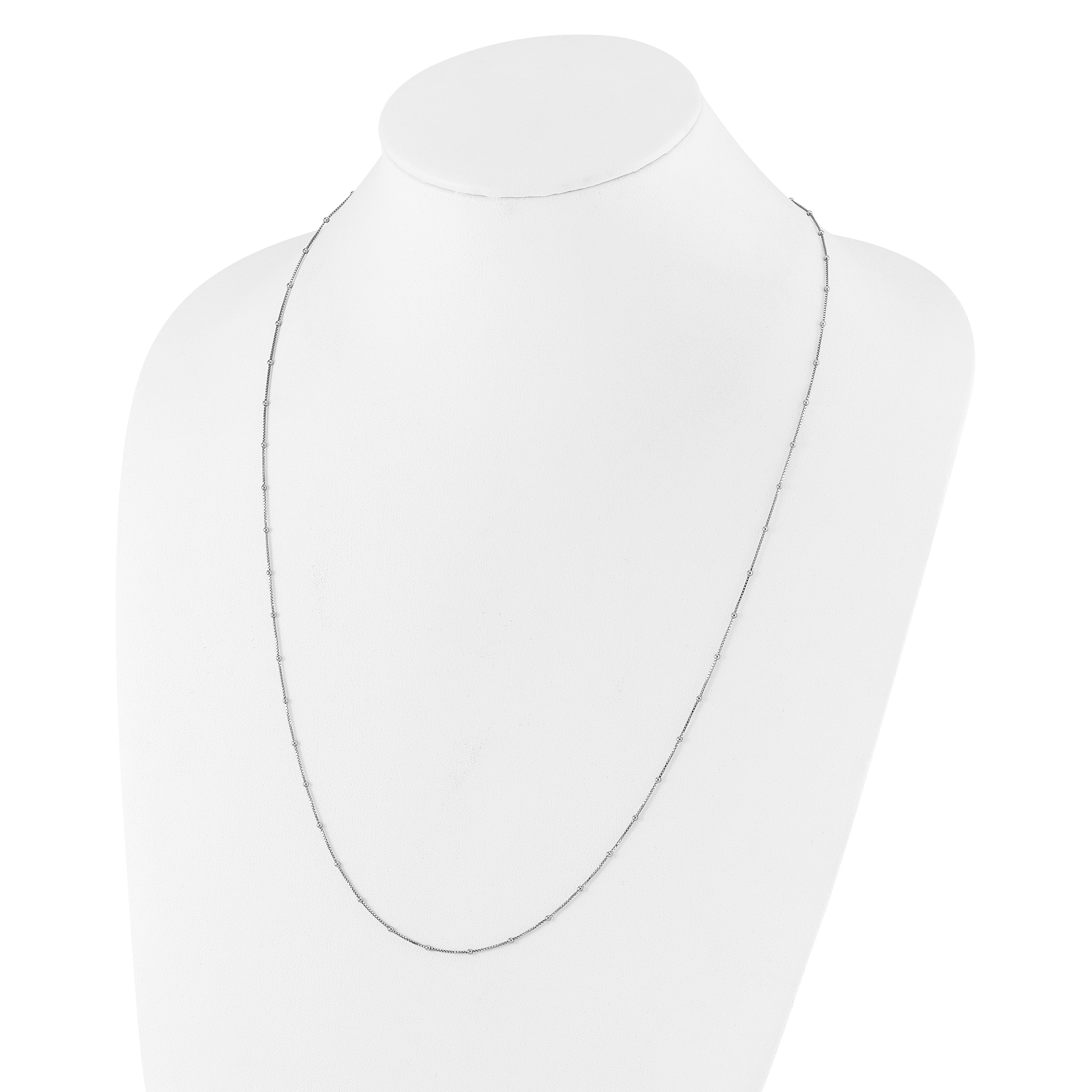 Sterling Silver RH-plt Adjustable 1.5mm Beaded D/C Box Chain