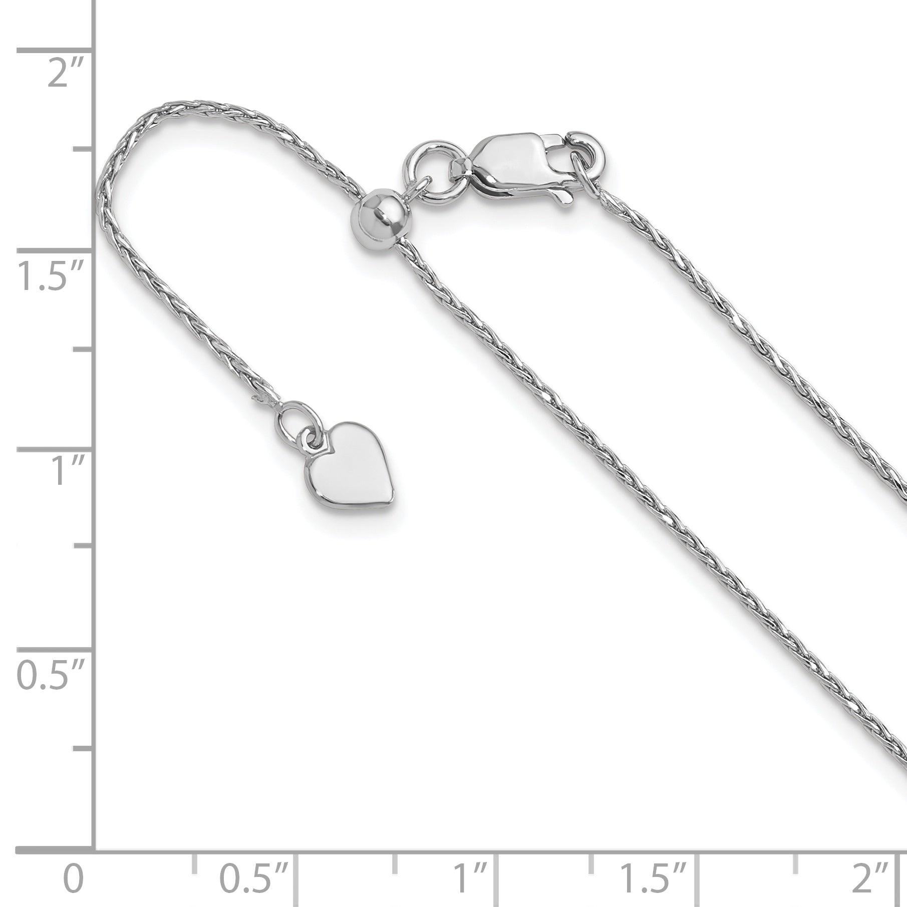 Sterling Silver RH-plated Adjustable 1.1mm D/C Spiga Chain