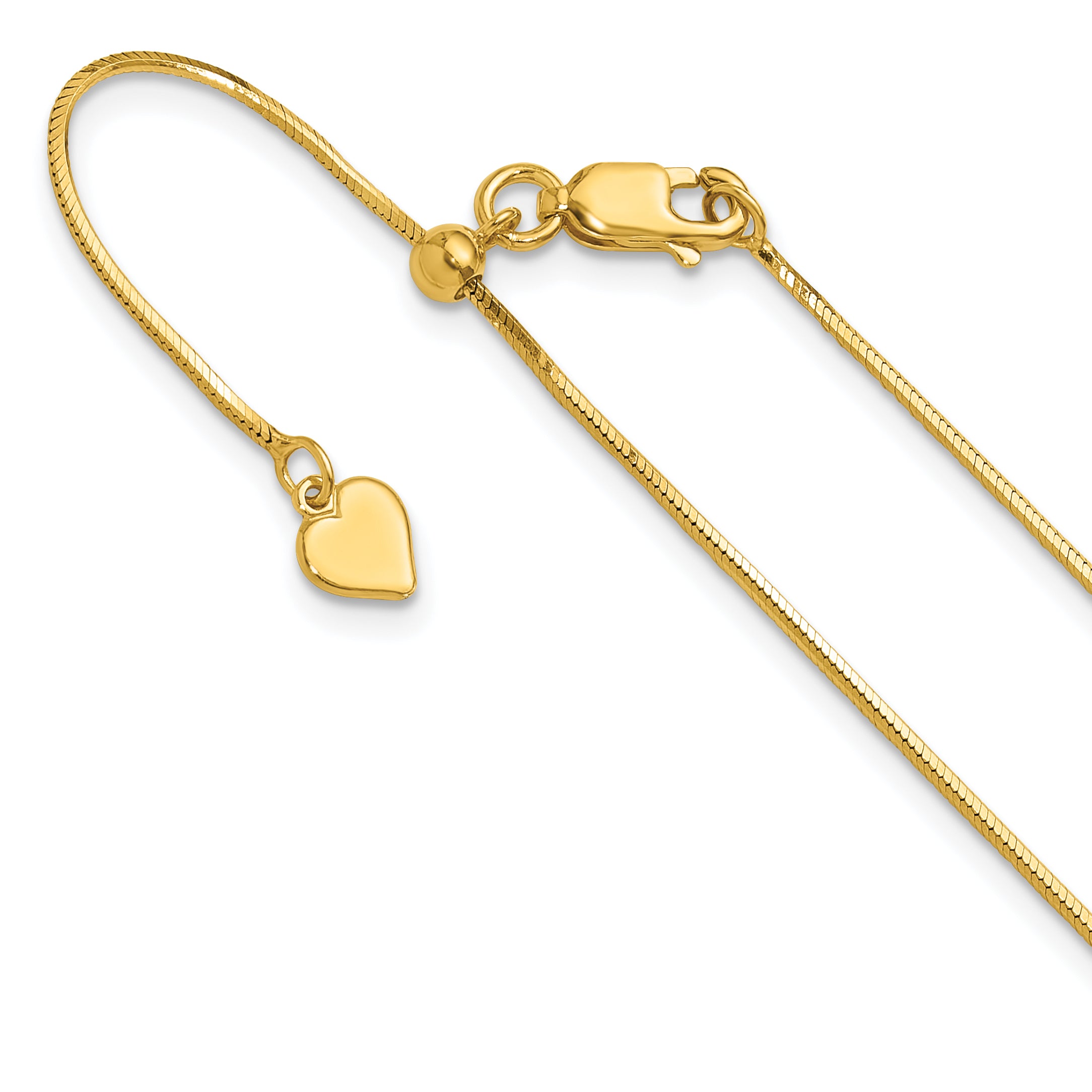 Sterling Silver Gold-plated Adjustable 1mm D/C Square Snake Chain Main image