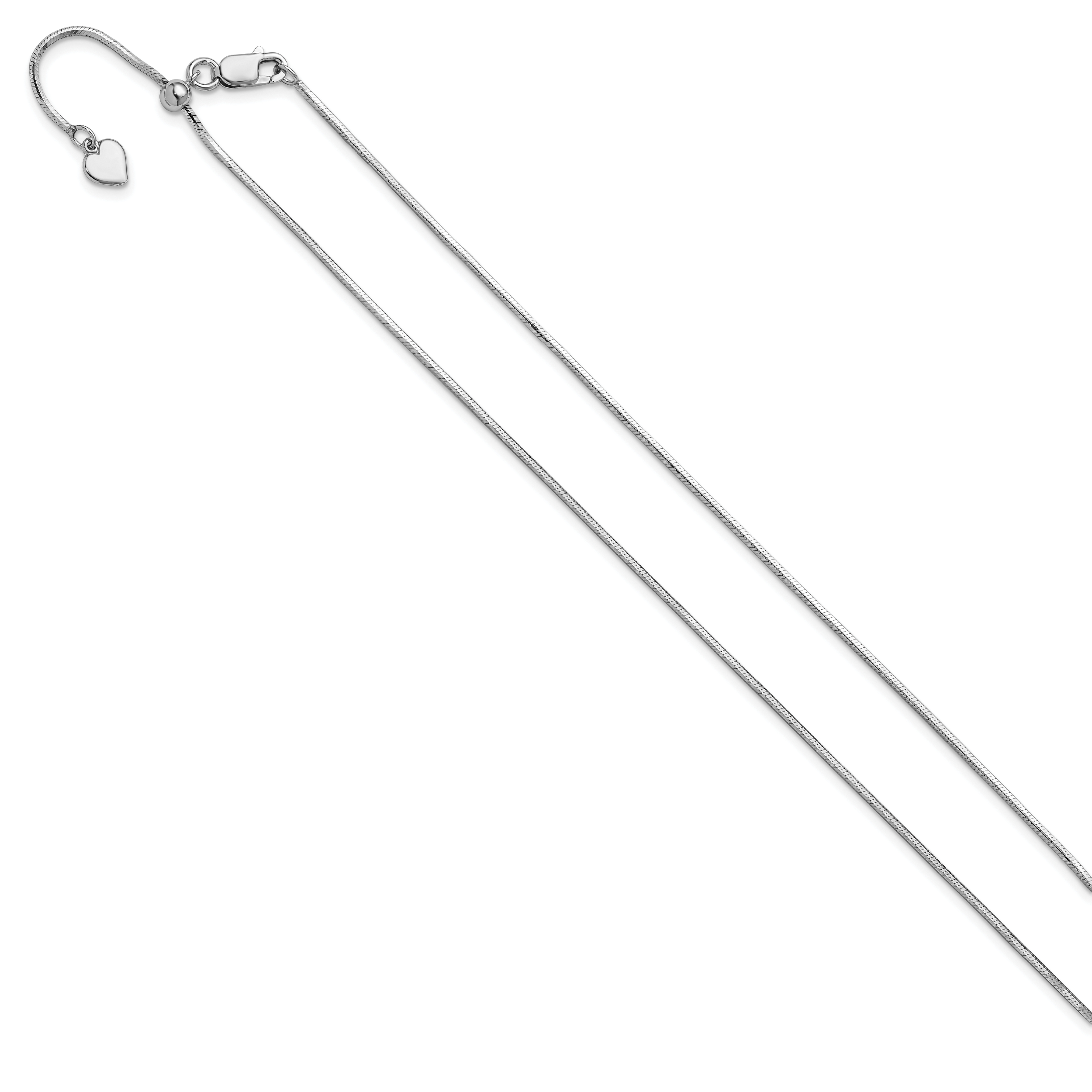 Sterling Silver RH-plt Adjustable 1.2mm D/C Square Snake Chain Secondary image