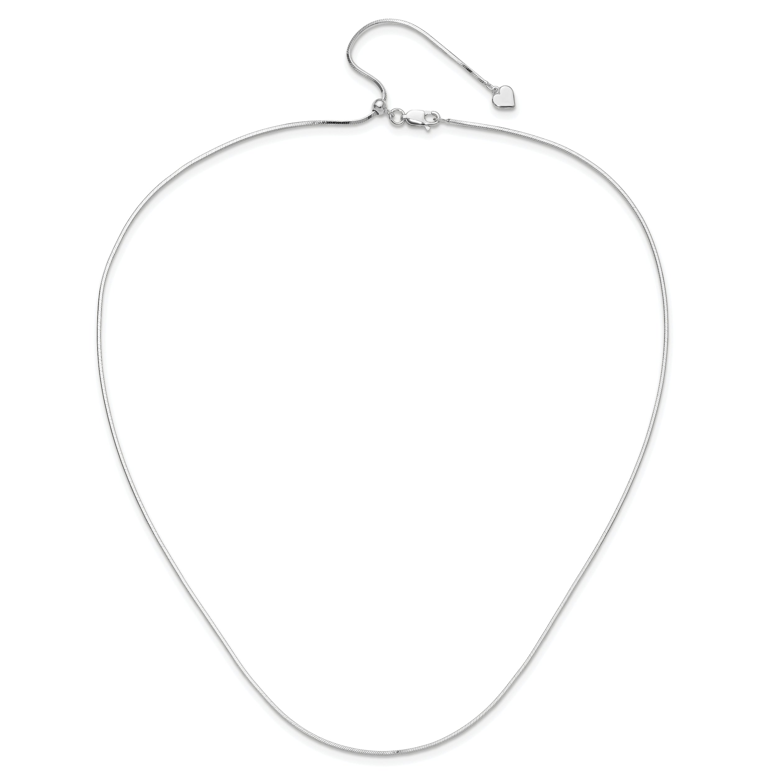 Sterling Silver RH-plt Adjustable 1.2mm D/C Square Snake Chain