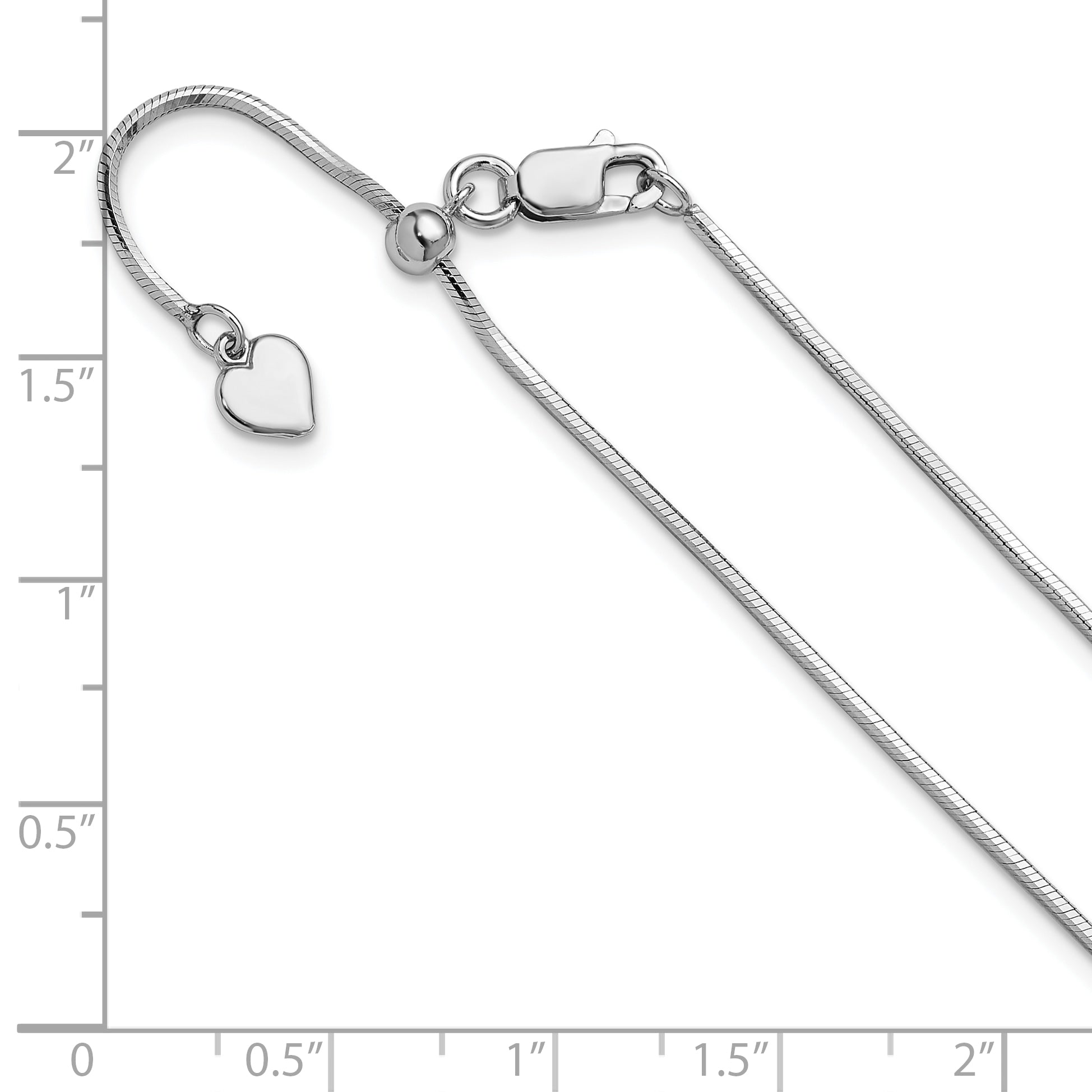Sterling Silver RH-plt Adjustable 1.2mm D/C Square Snake Chain