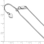 Sterling Silver RH-plt Adjustable 1.2mm D/C Square Snake Chain