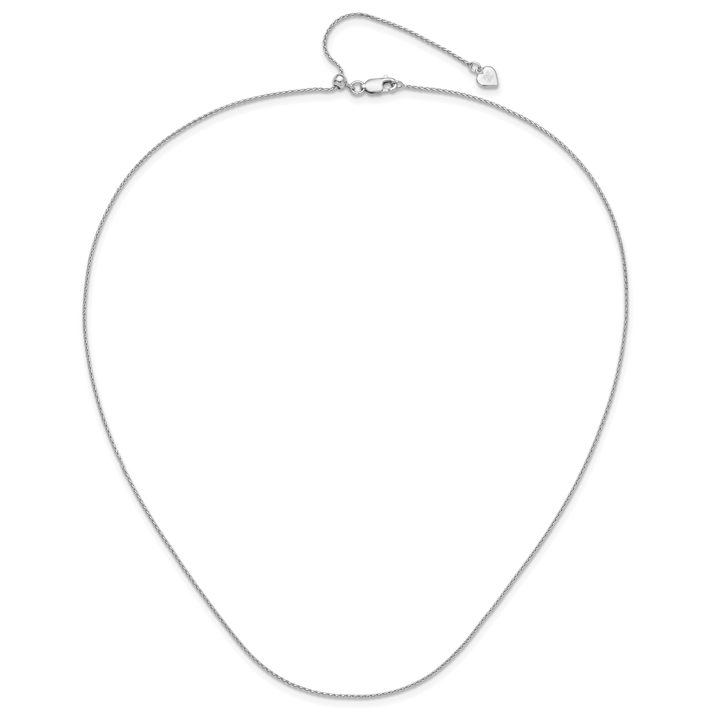 Sterling Silver RH-plated Adjustable .95mm D/C Spiga Chain