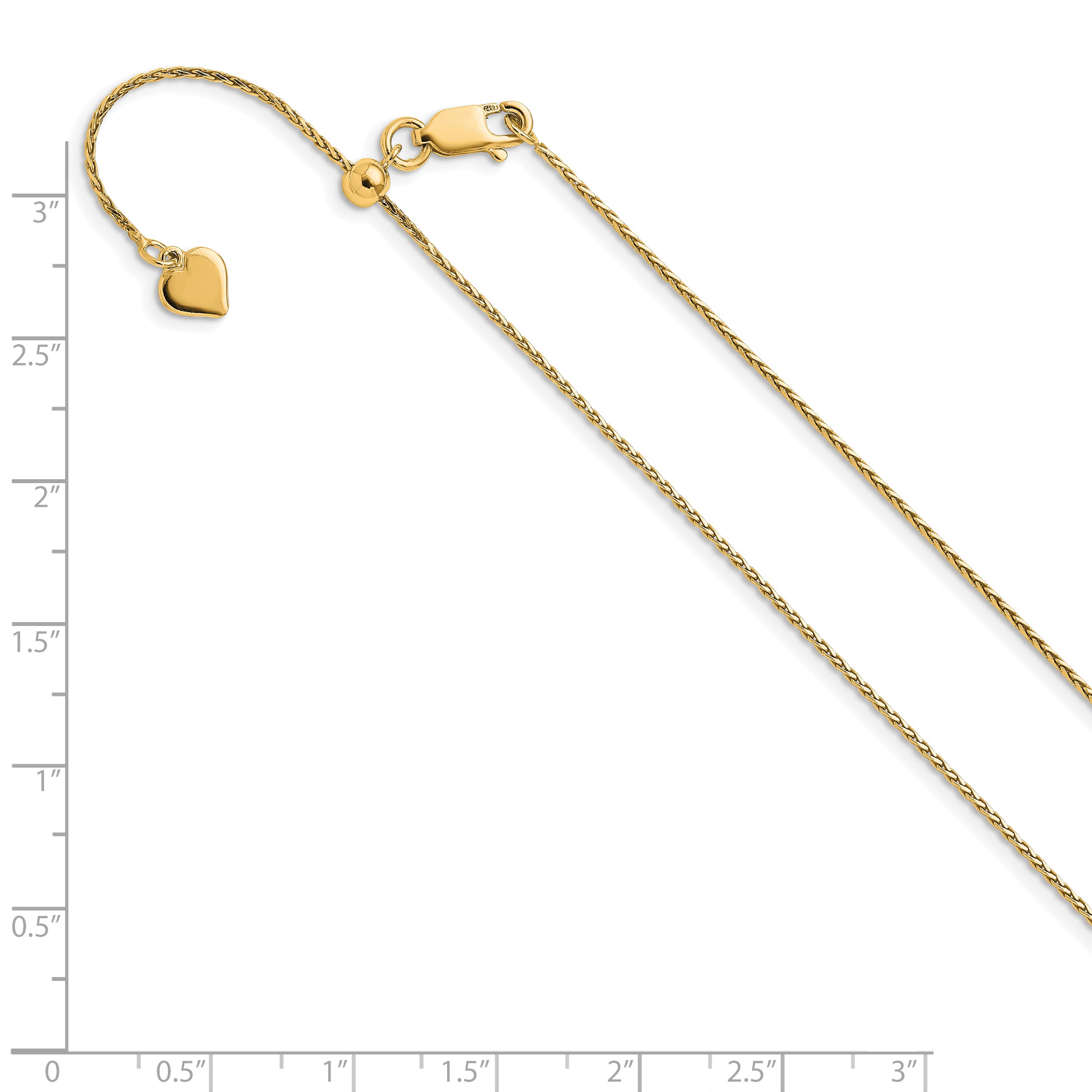 Sterling Silver Gold-plated Adjustable .95mm D/C Spiga Chain