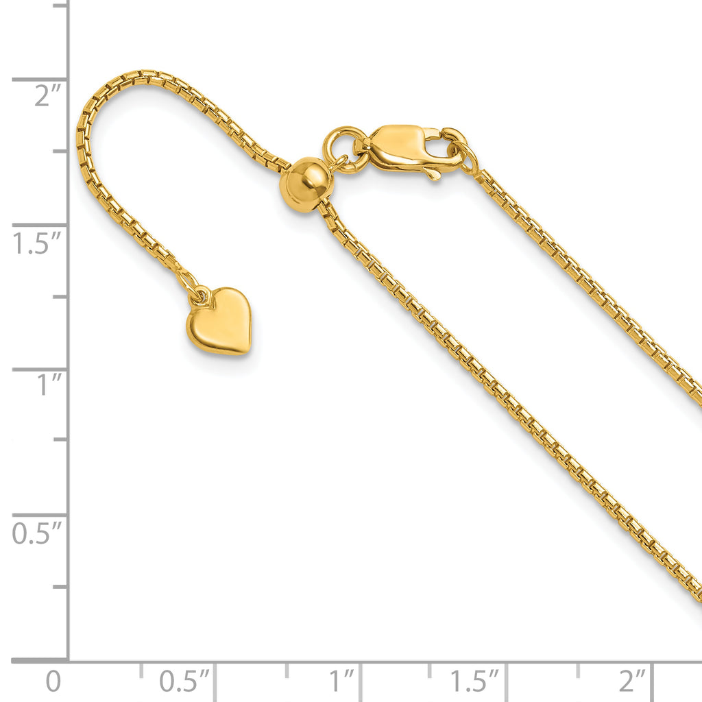 Sterling Silver Gold-plated Adjustable 1.25mm Round Box Chain