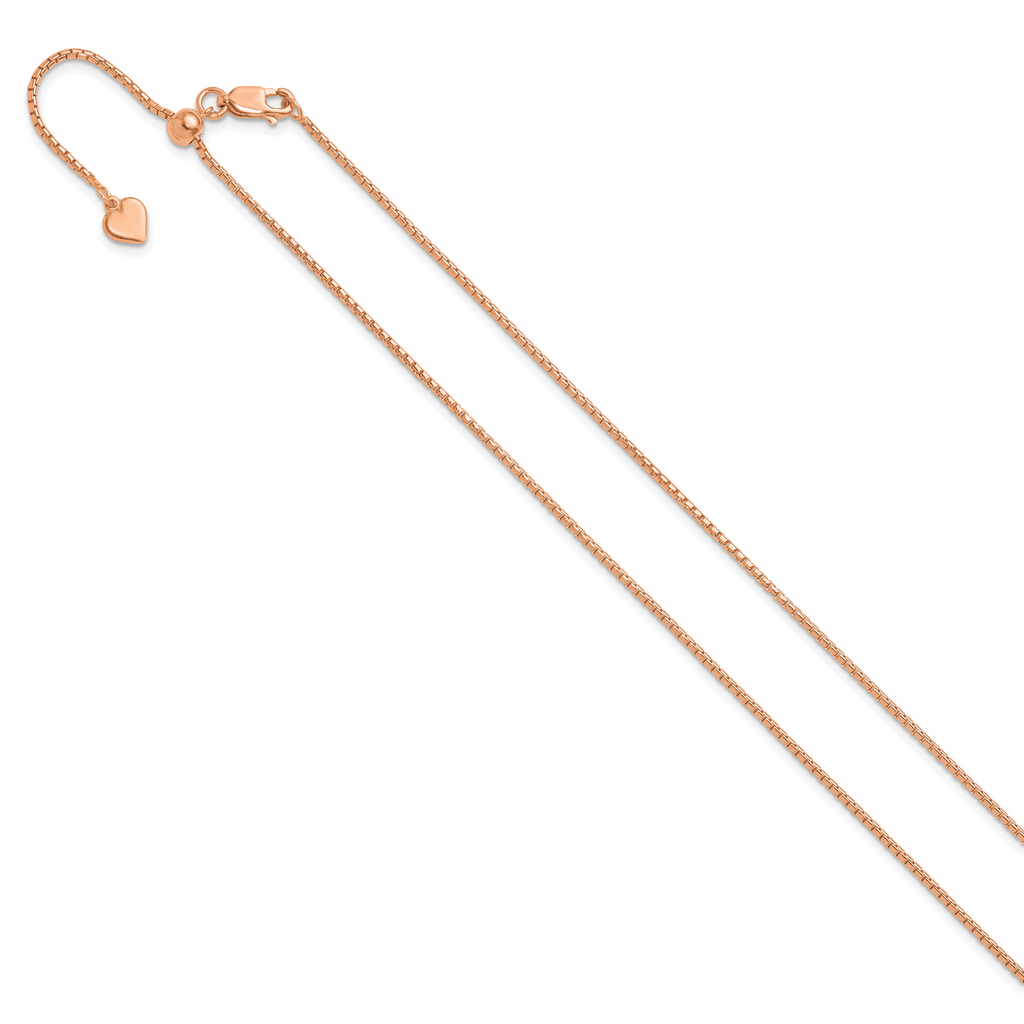 Sterling Silver Rose Gold-plated Adjustable 1.25mm Round Box Chain