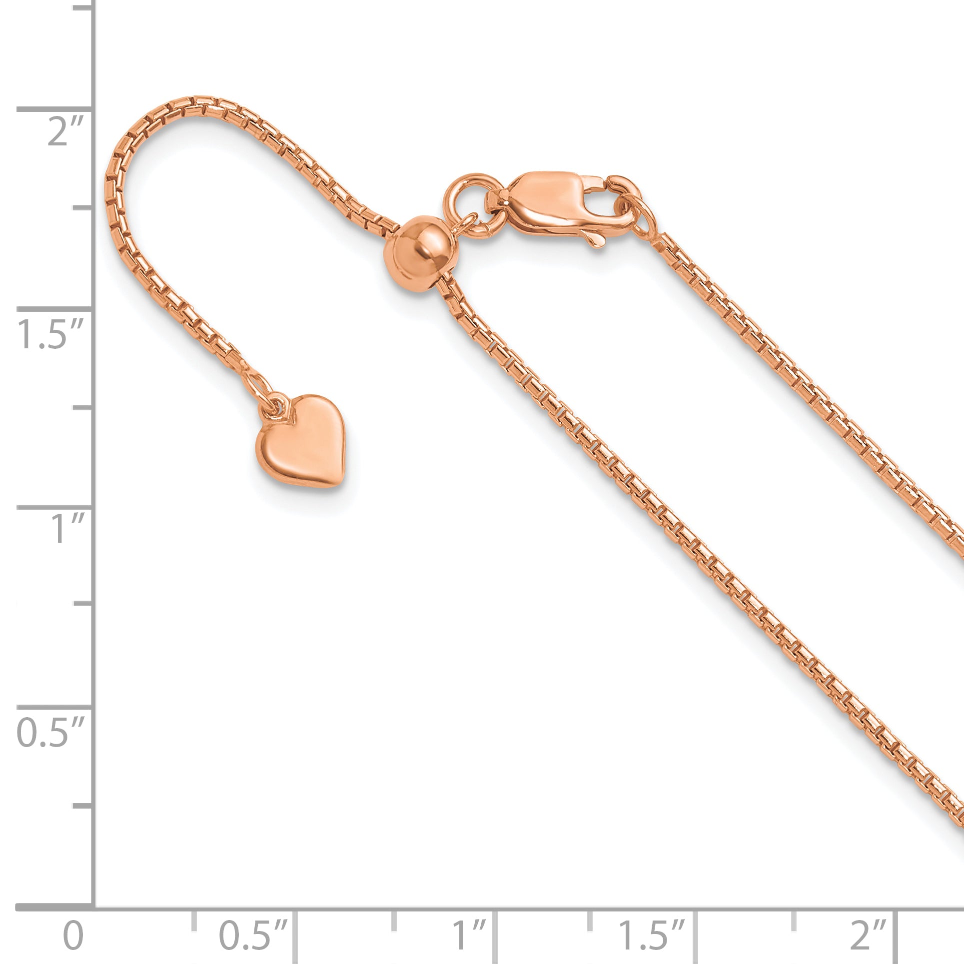 Sterling Silver Rose Gold-plated Adjustable 1.25mm Round Box Chain