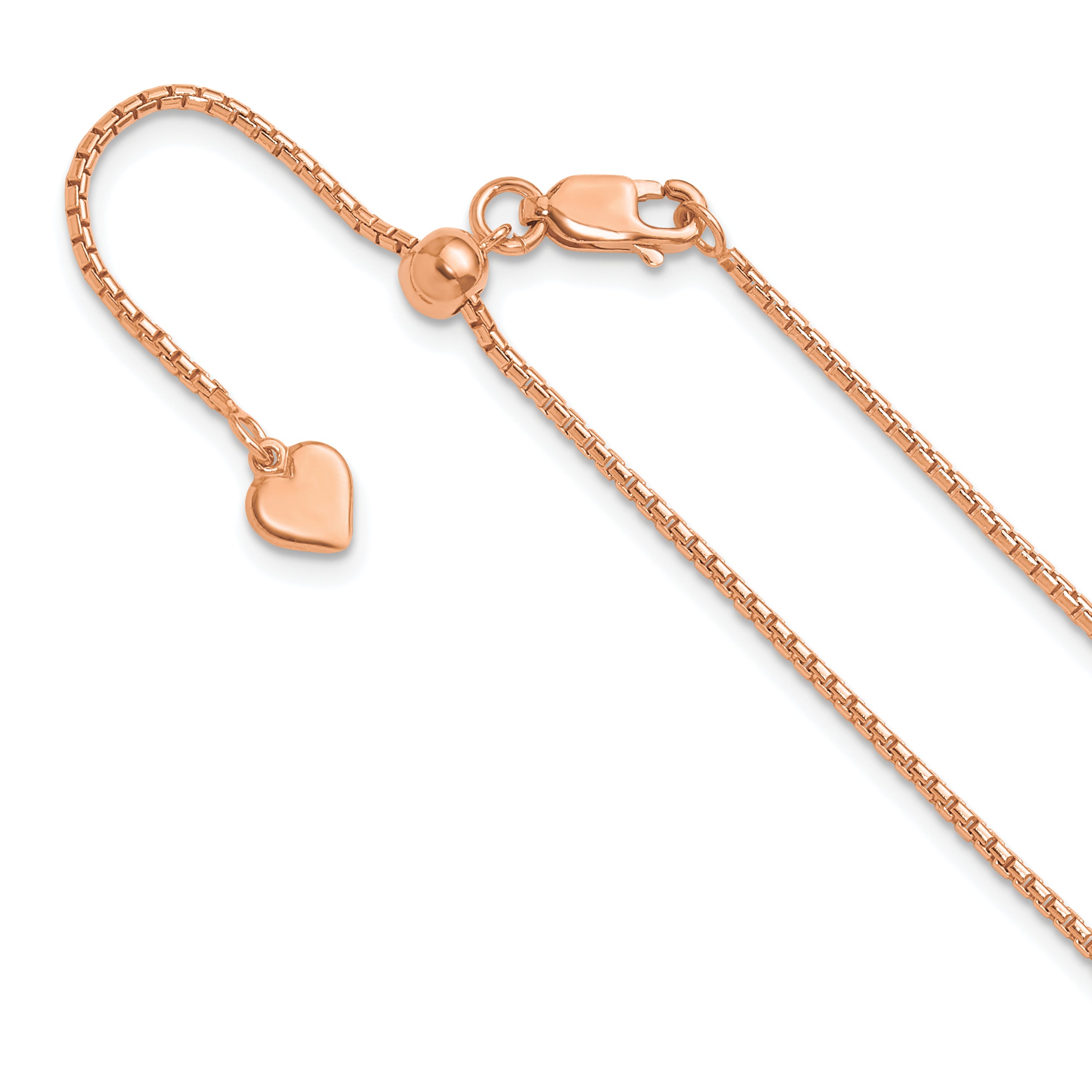 Sterling Silver Rose Gold-plated Adjustable 1.25mm Round Box Chain Main image