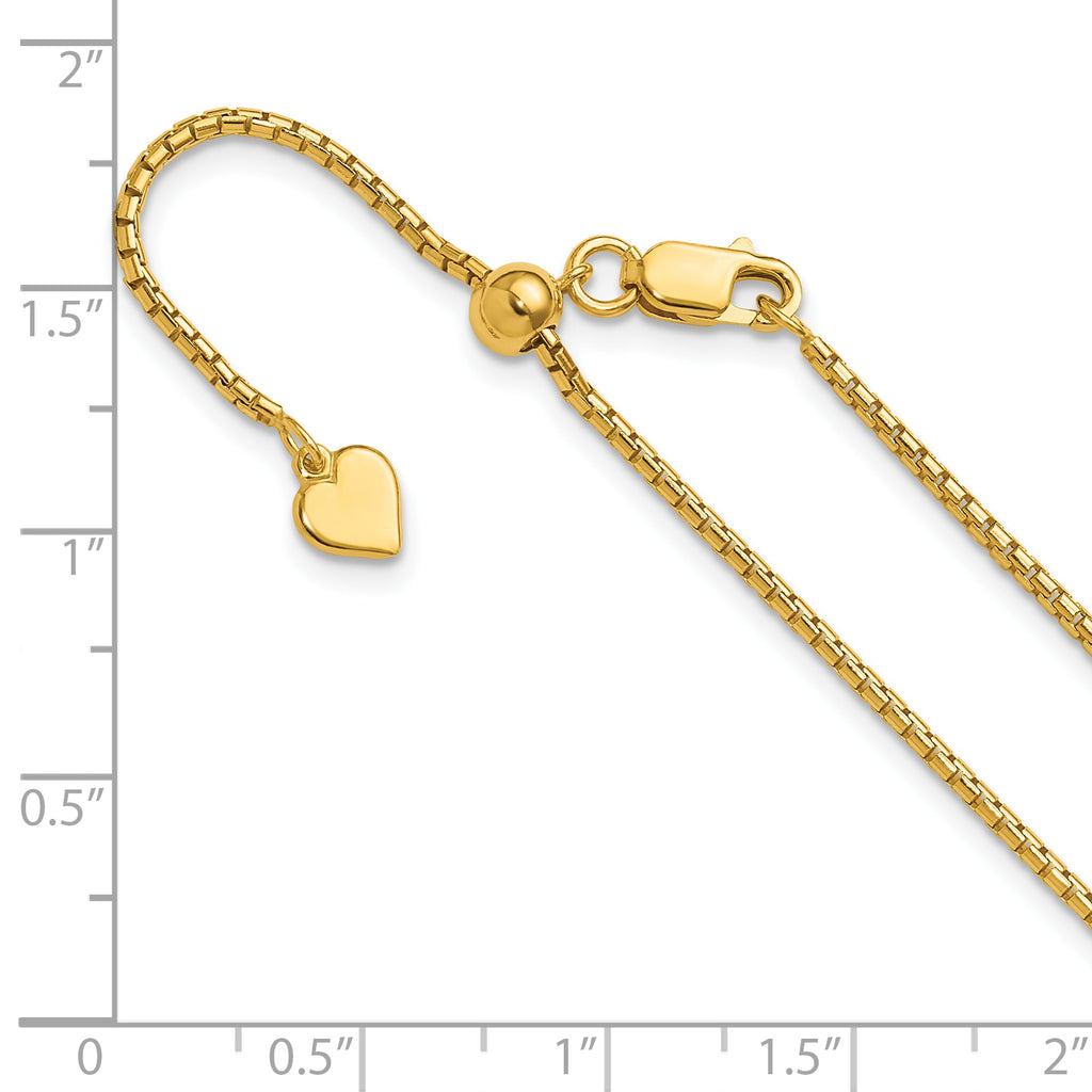 Sterling Silver Gold-plated Adjustable 1.5mm Round Box Chain