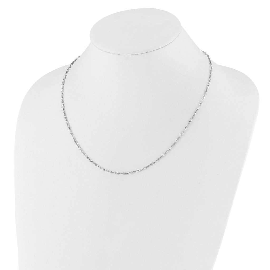 Sterling Silver RH-plated Adjustable 2mm Singapore Chain
