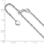 Sterling Silver RH-plated Adjustable 2mm Singapore Chain