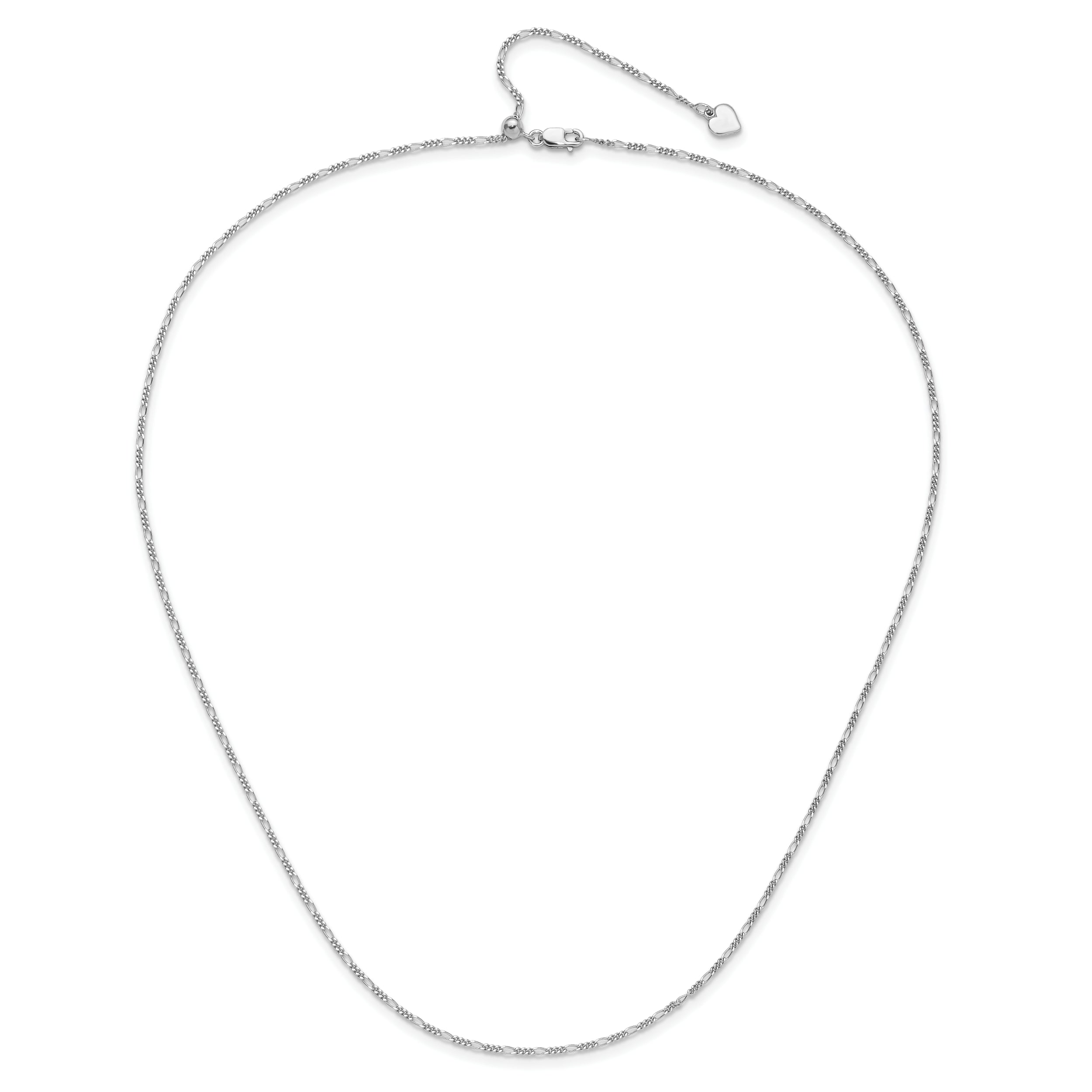 Sterling Silver RH-plated Adjustable 1.55mm Figaro Chain