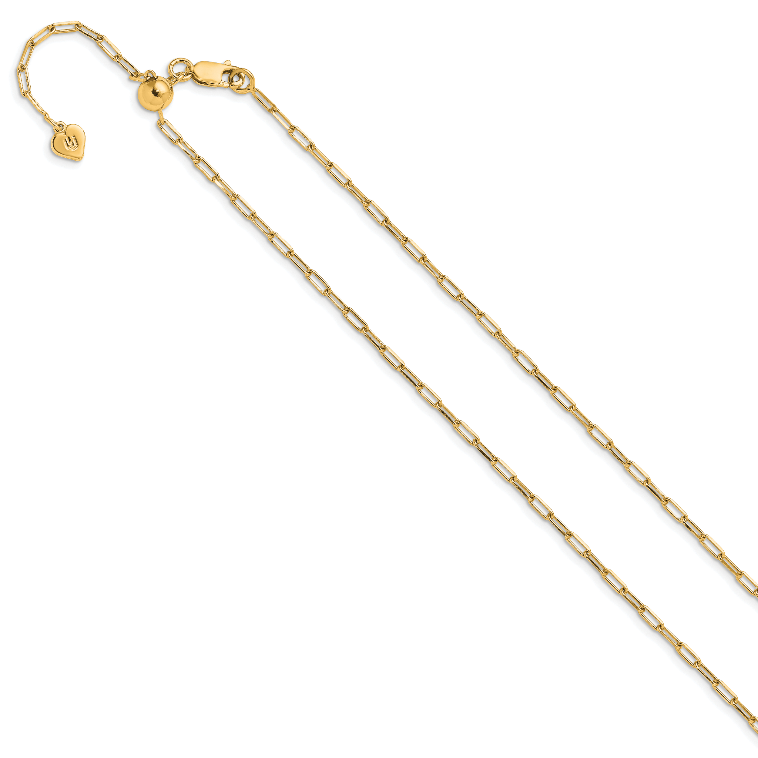 SS Gold-plated Adjustable 2mm Paperclip Flat Oval Link Chain