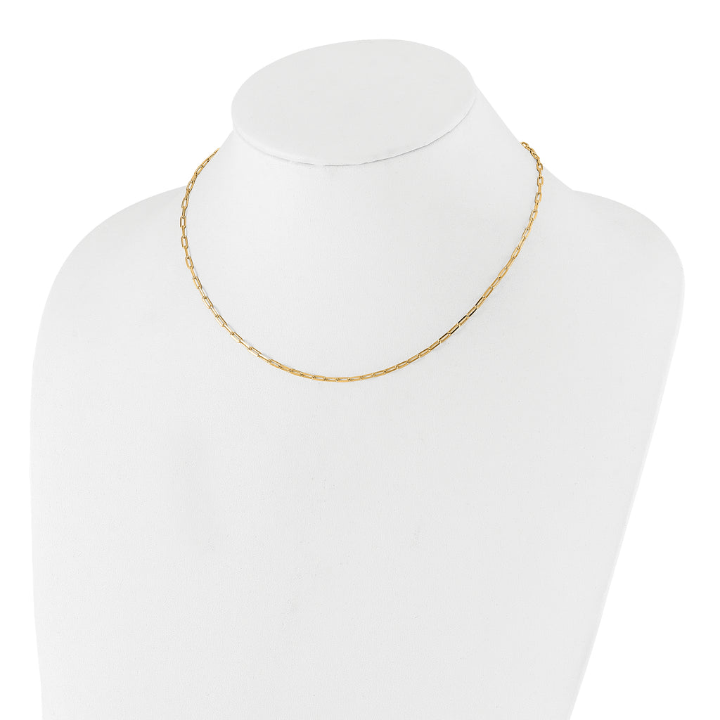 SS Gold-plated Adjustable 2mm Paperclip Flat Oval Link Chain