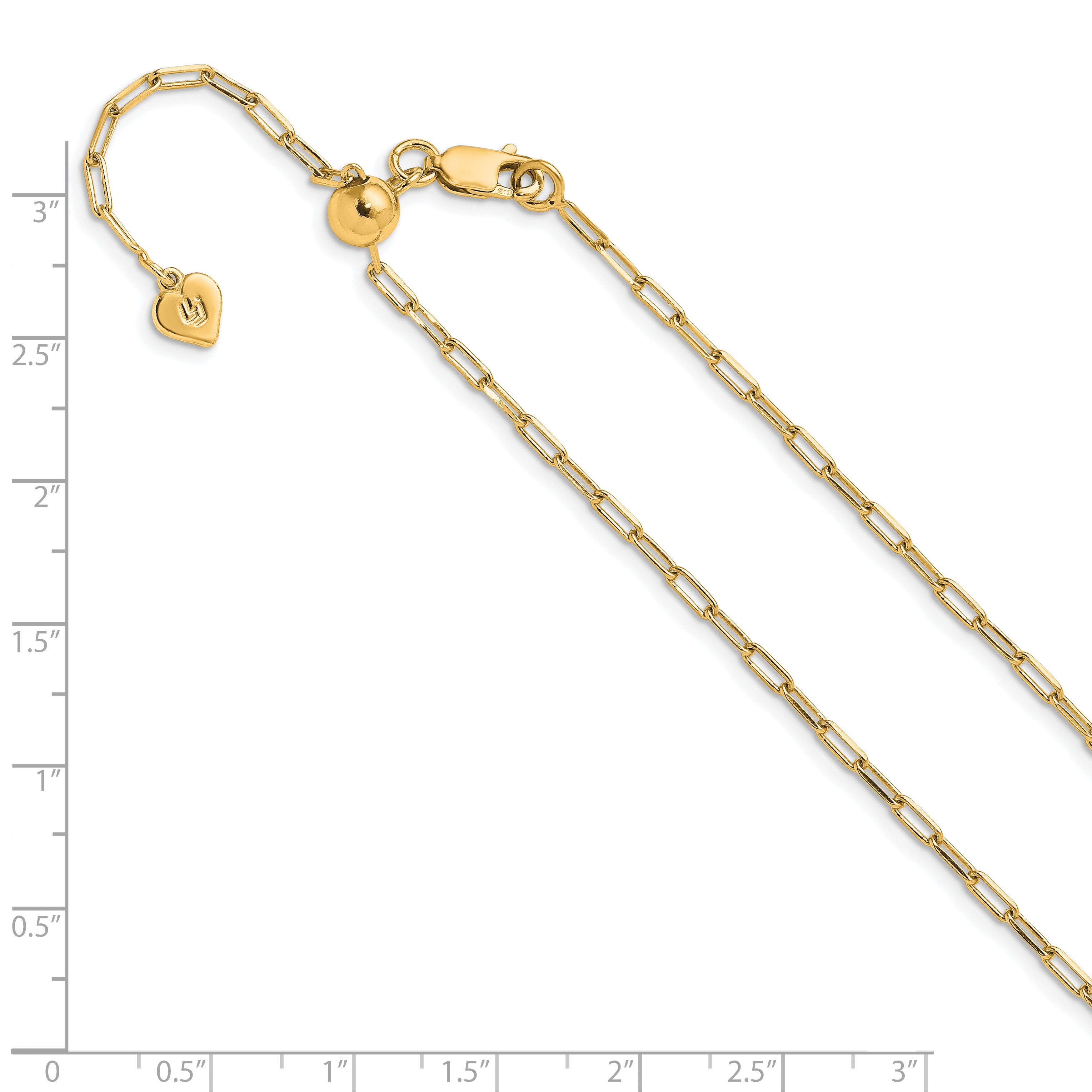 SS Gold-plated Adjustable 2mm Paperclip Flat Oval Link Chain