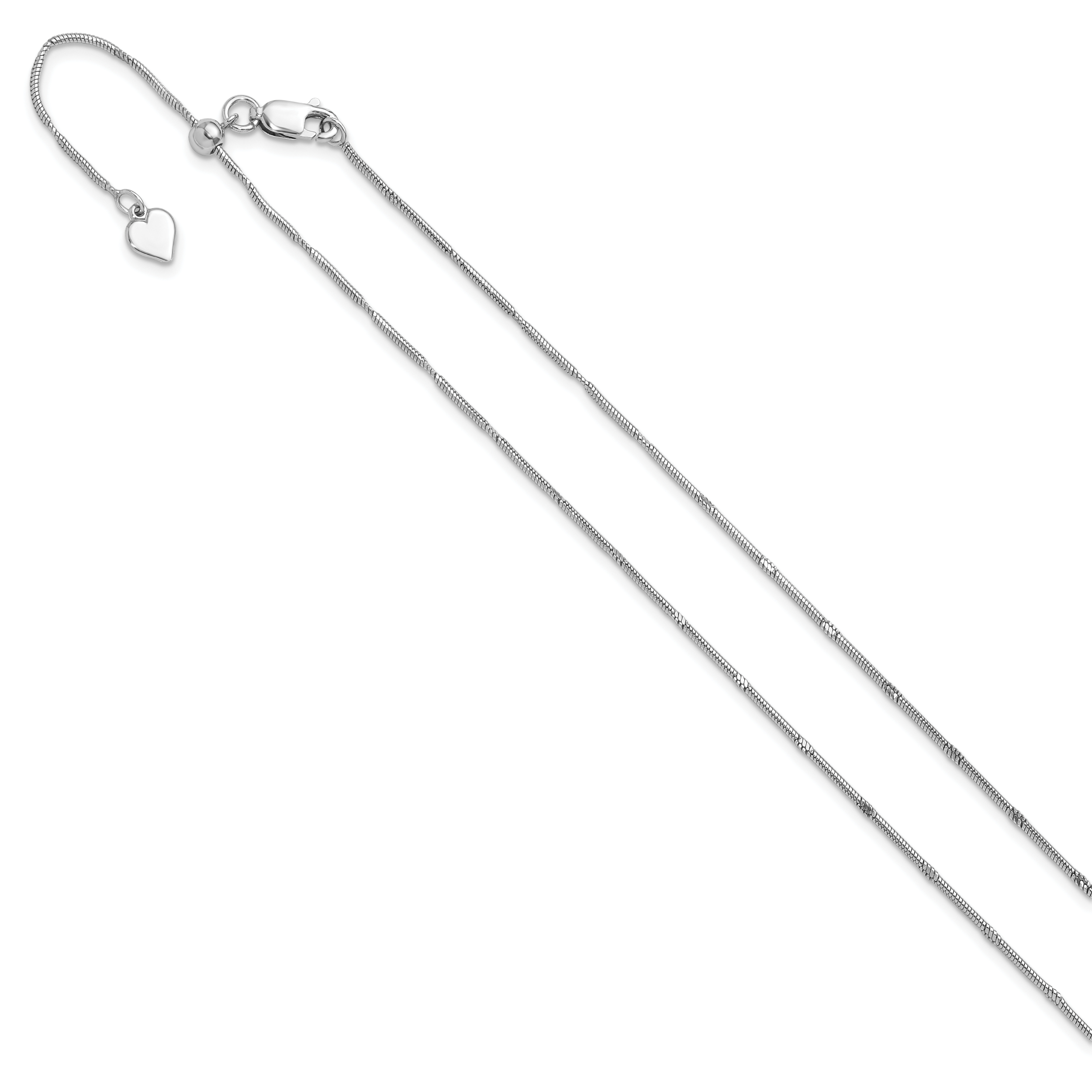 Sterling Silver Rhodium-plated Diamond-cut Adjustable Snake Chain Secondary image