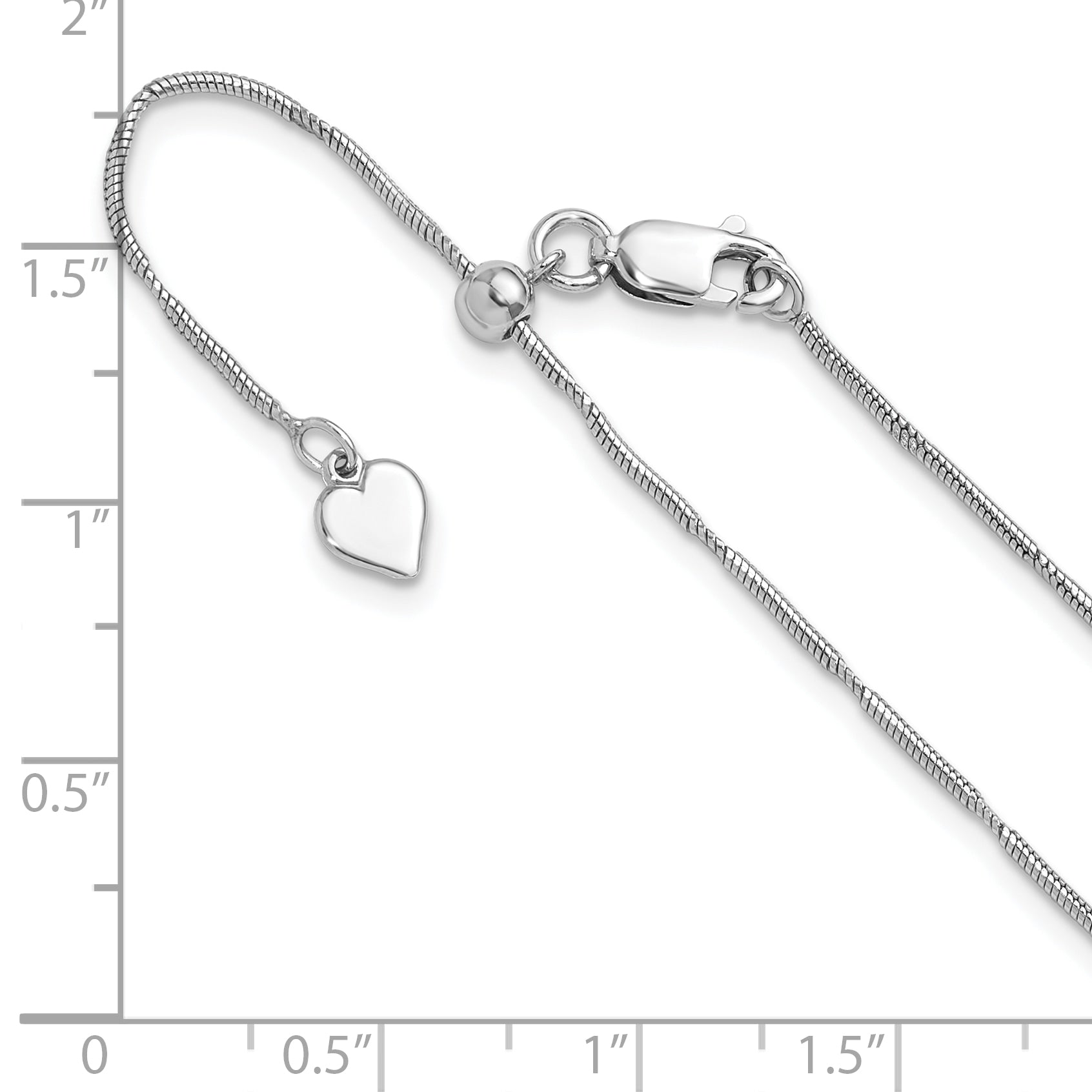 Sterling Silver Rhodium-plated Diamond-cut Adjustable Snake Chain