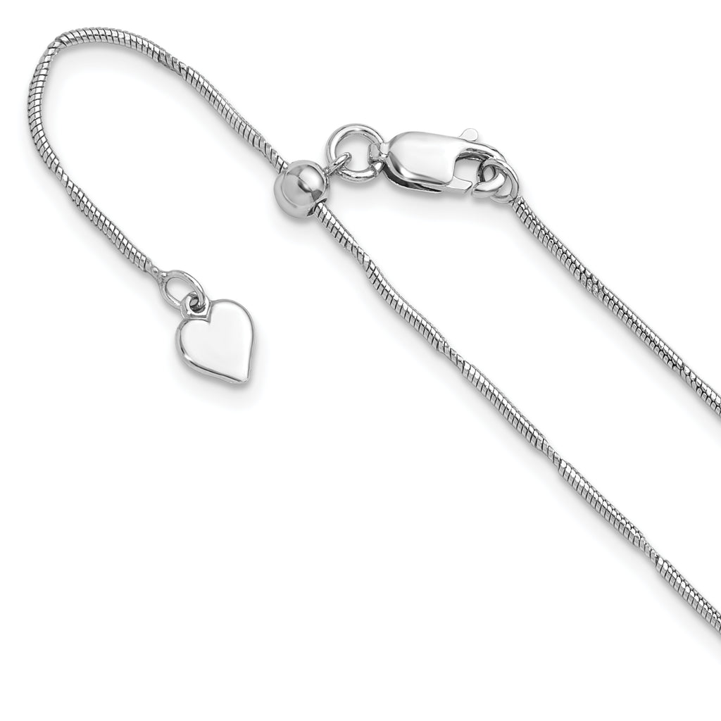 Sterling Silver Rhodium-plated Diamond-cut Adjustable Snake Chain