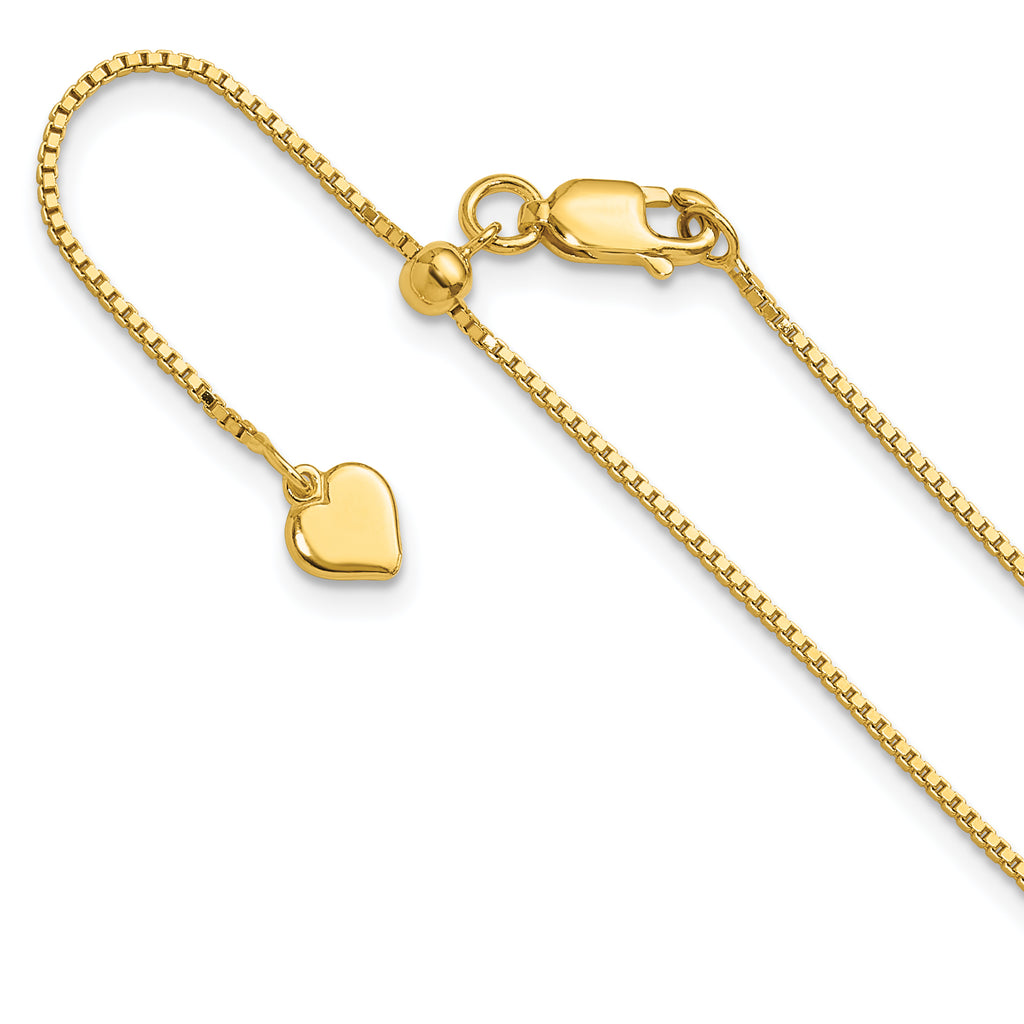 Sterling Silver Gold-plated Adjustable .95mm Box Chain