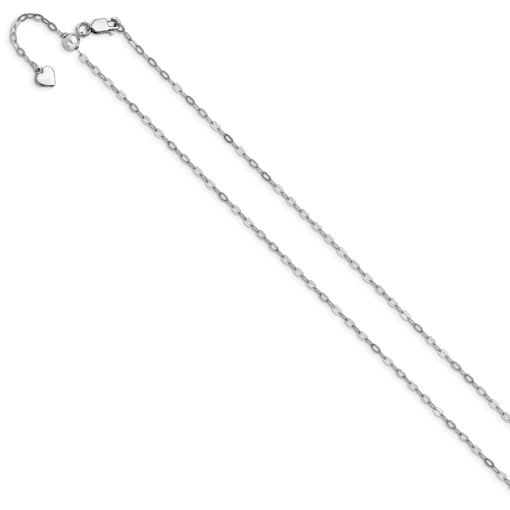 Sterling Silver RH-plated Adjustable 2mm Flat Oval Chain