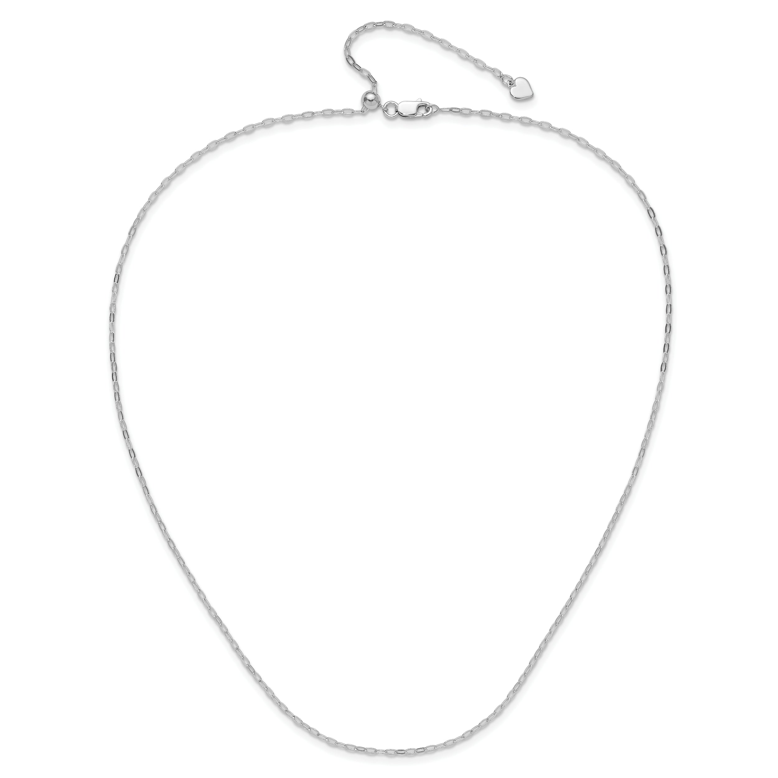 Sterling Silver RH-plated Adjustable 2mm Flat Oval Chain