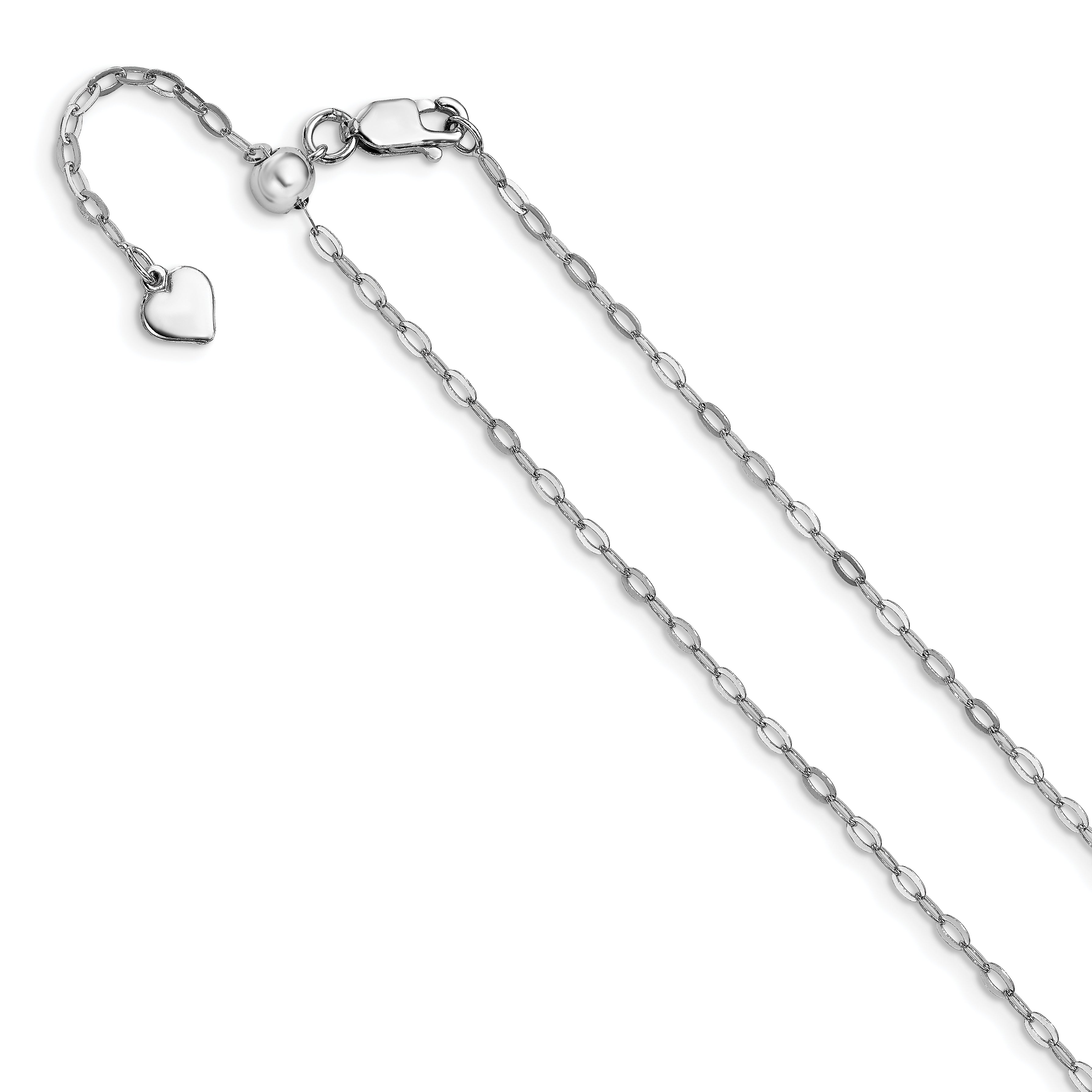 Sterling Silver RH-plated Adjustable 2mm Flat Oval Chain Main image