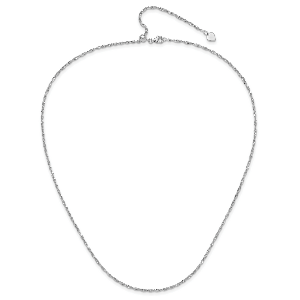 Sterling Silver RH-plated Adjustable 1.6mm Singapore Chain
