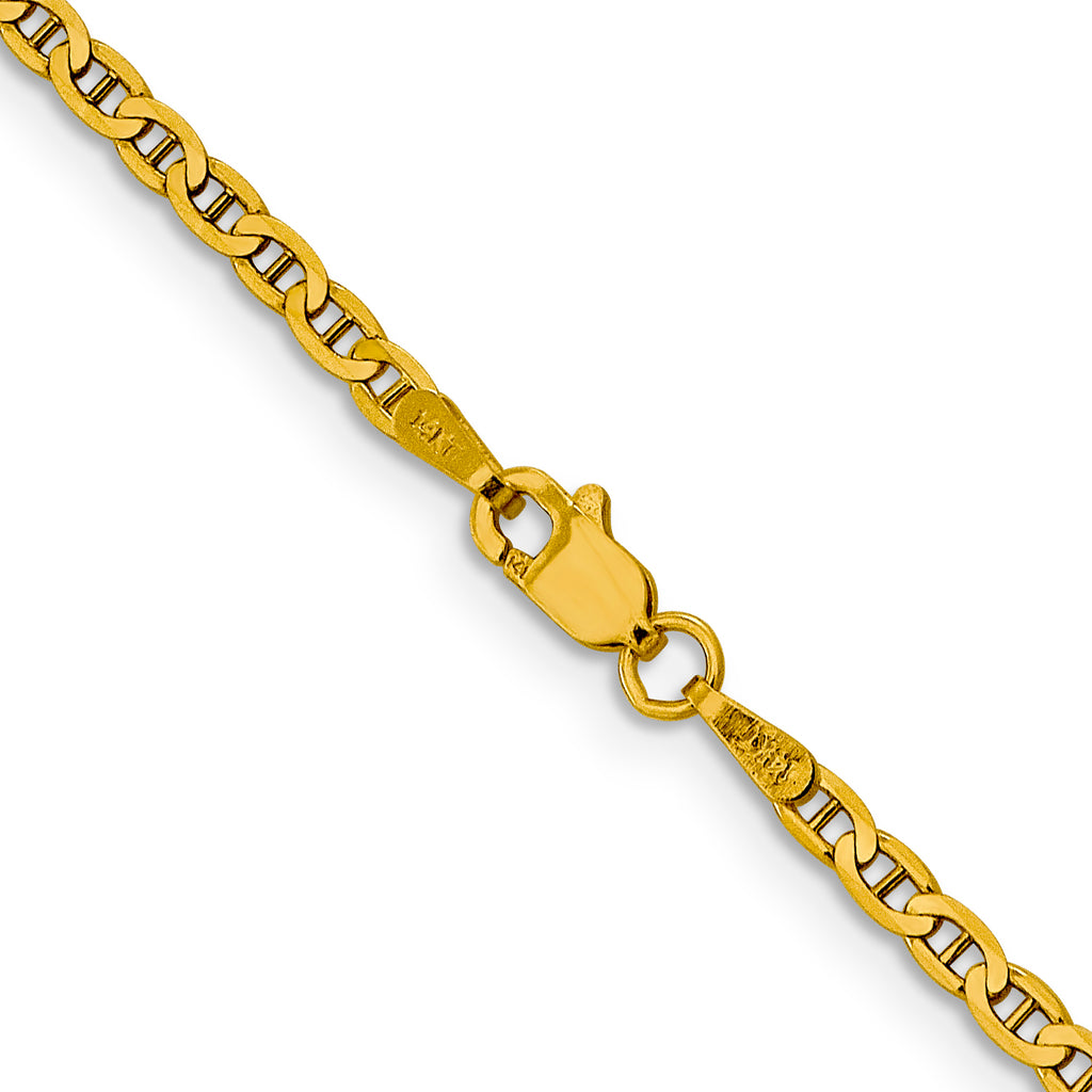 14K 24 inch 2.4mm Concave Anchor with Lobster Clasp Chain
