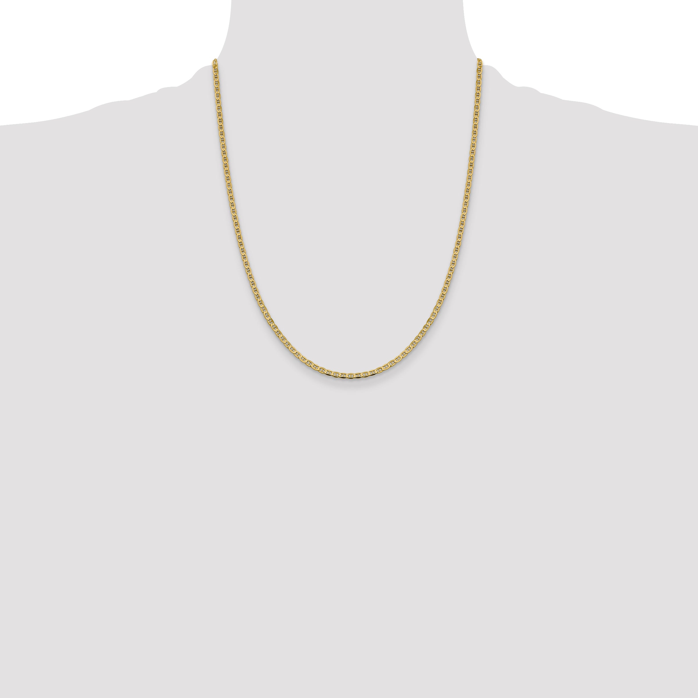 14K 22 inch 2.4mm Concave Anchor with Lobster Clasp Chain