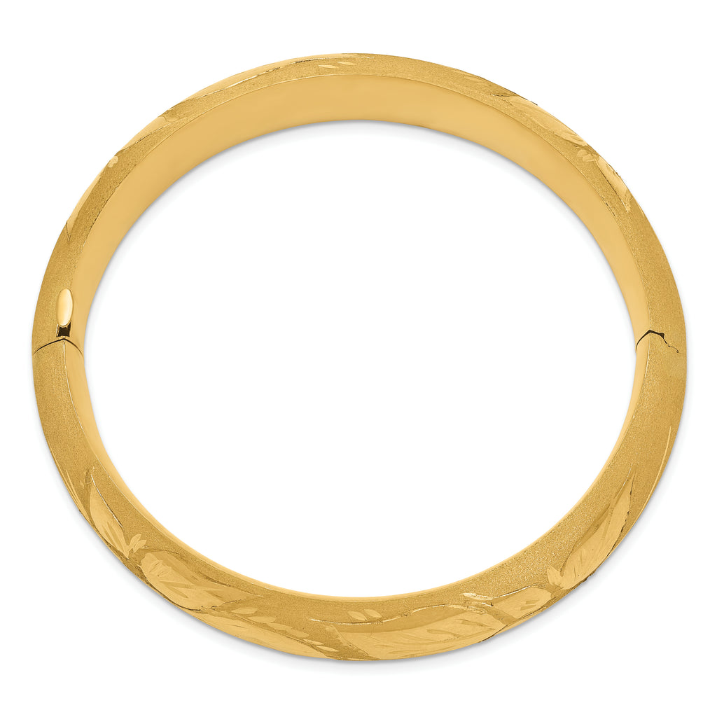 14k 11/16 Oversize Florentine Engraved 17.00mm Hinged Round Bangle Bracelet