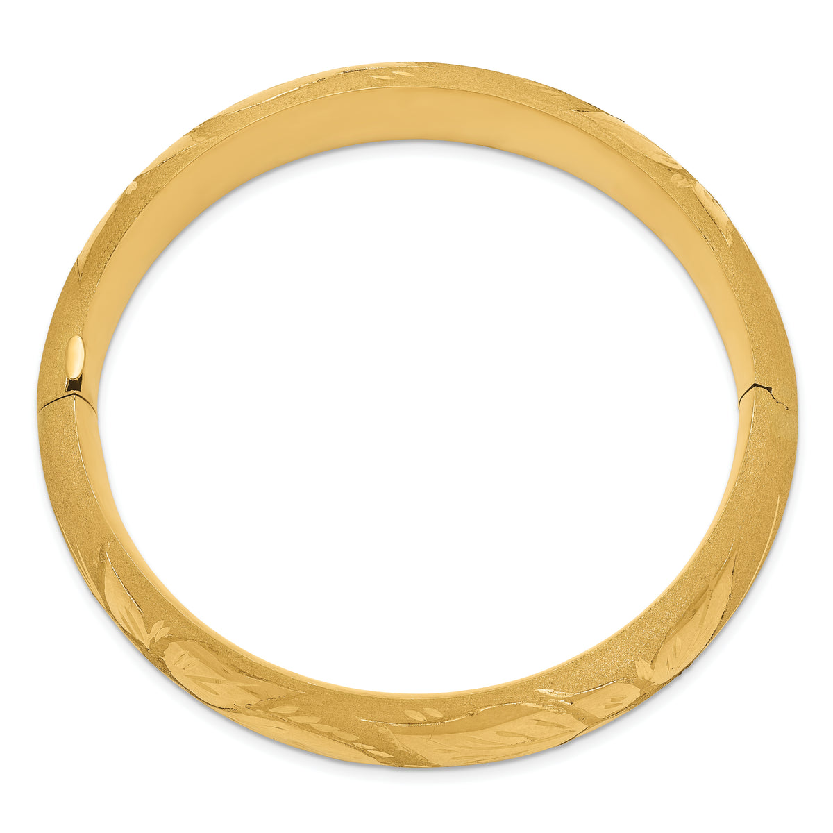 14k 11/16 Oversize Florentine Engraved 17.00mm Hinged Round Bangle Bracelet