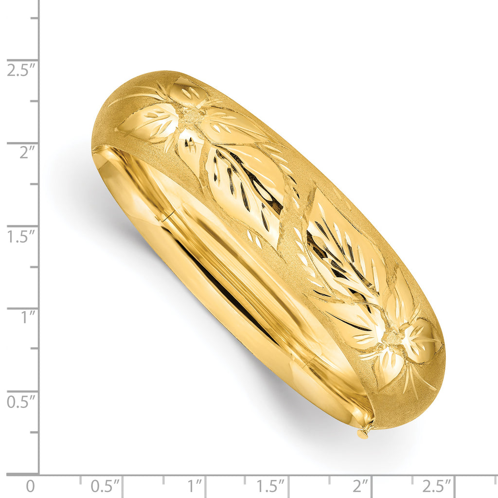 14k 11/16 Oversize Florentine Engraved 17.00mm Hinged Round Bangle Bracelet