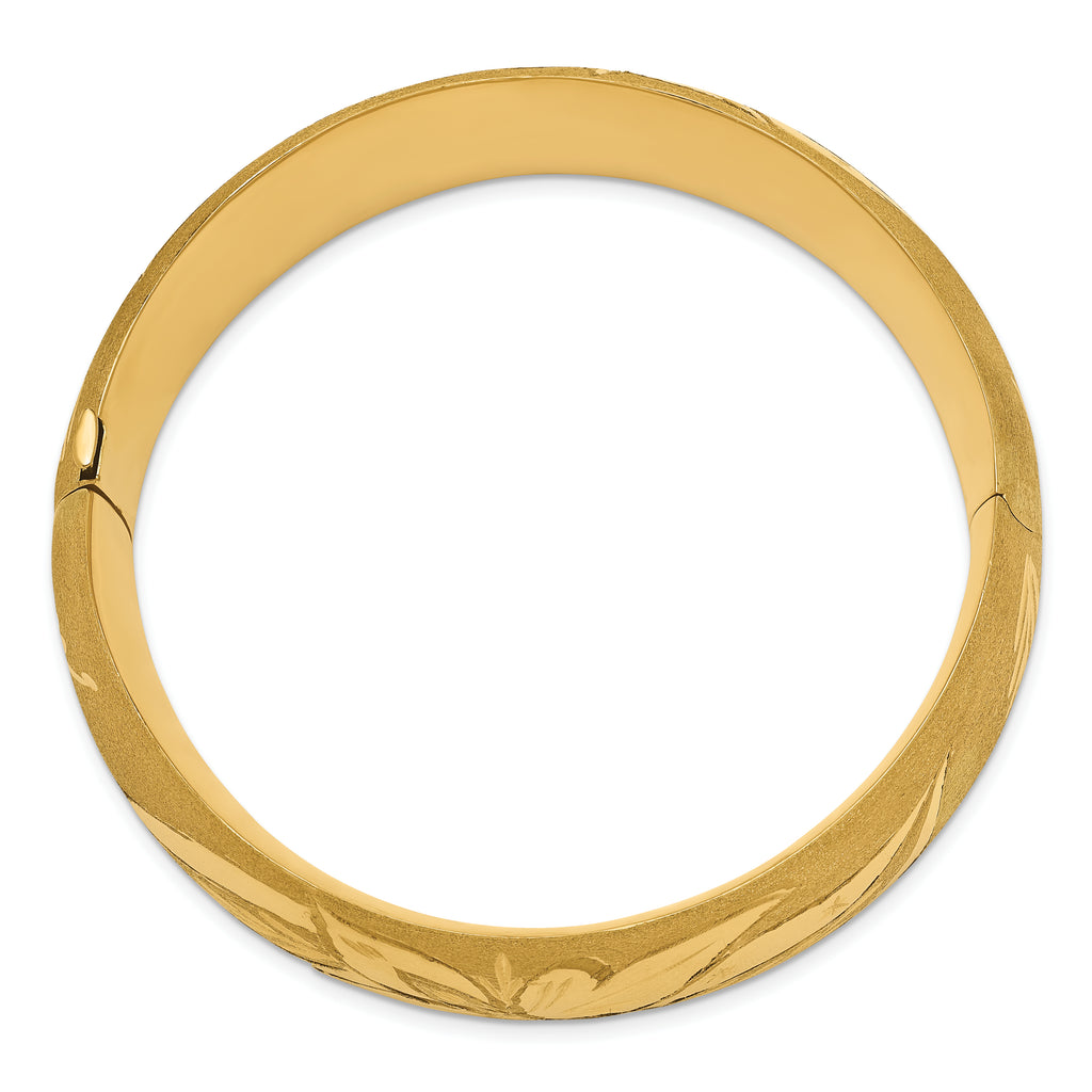 14k 13/16 Oversize Florentine Engraved 20.00mm Hinged Round Bangle Bracelet