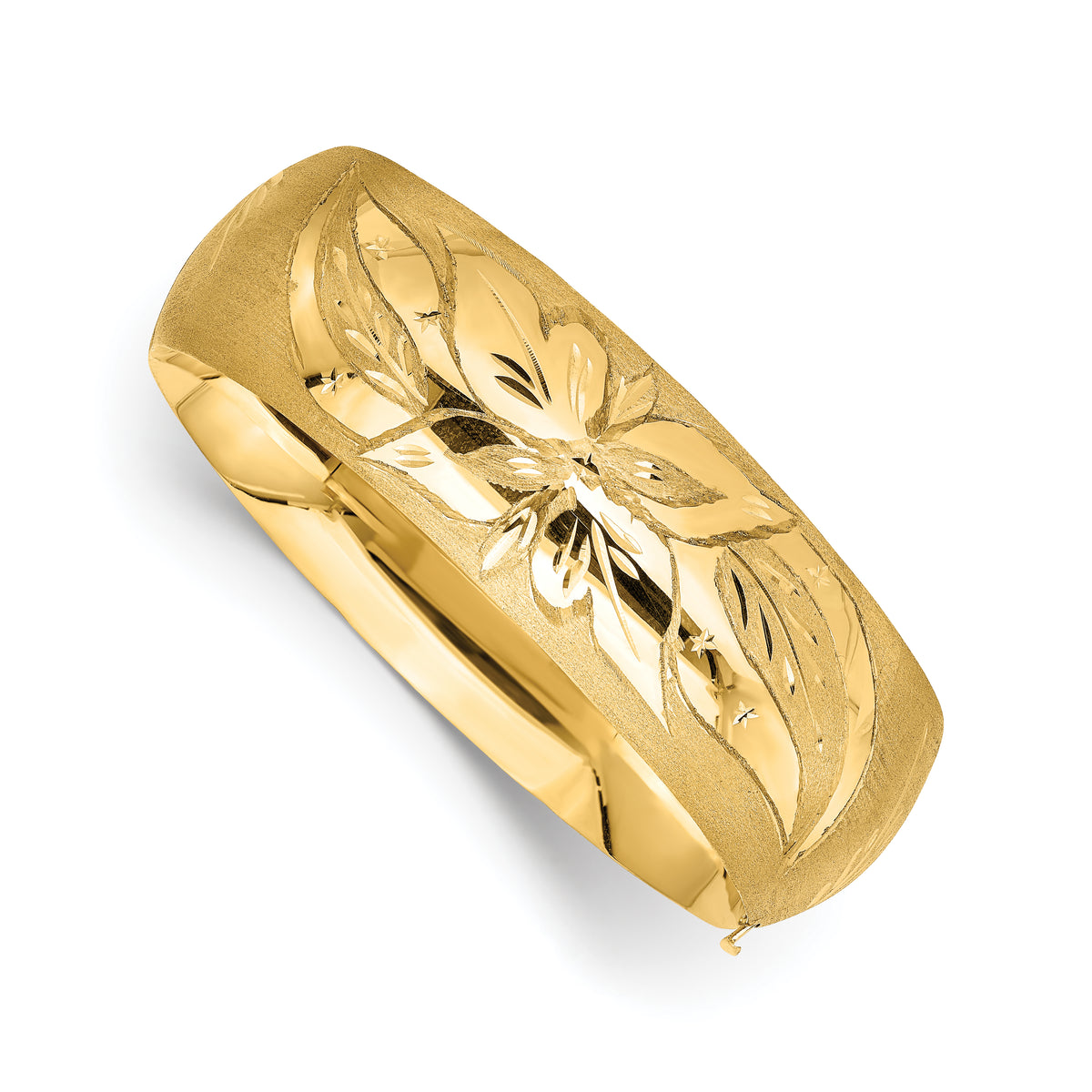 14k 13/16 Oversize Florentine Engraved 20.00mm Hinged Round Bangle Bracelet